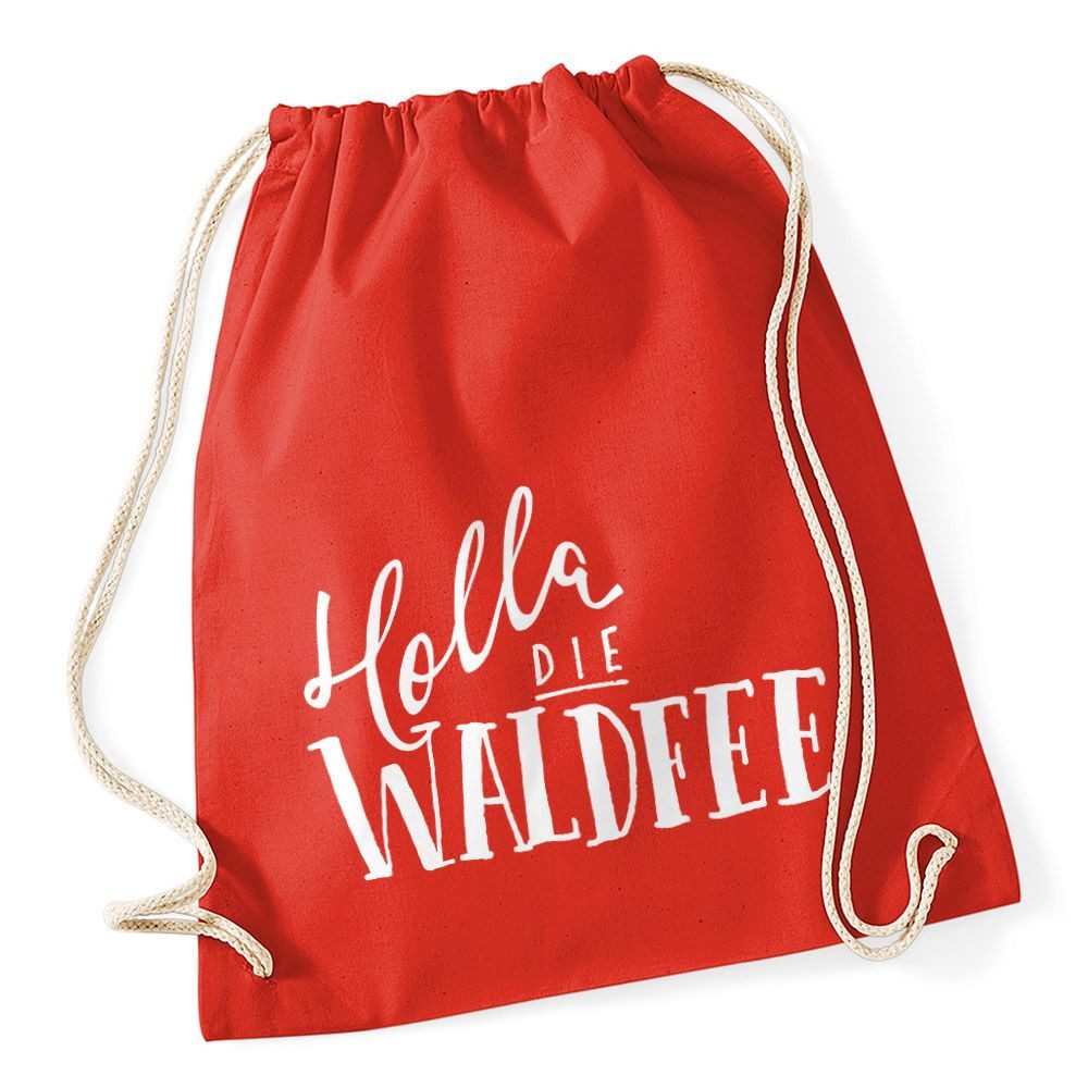 MoonWorks Turnbeutel lustiger Turnbeutel mit Spruch Holla die Waldfee Sprüche Spruchbeutel
