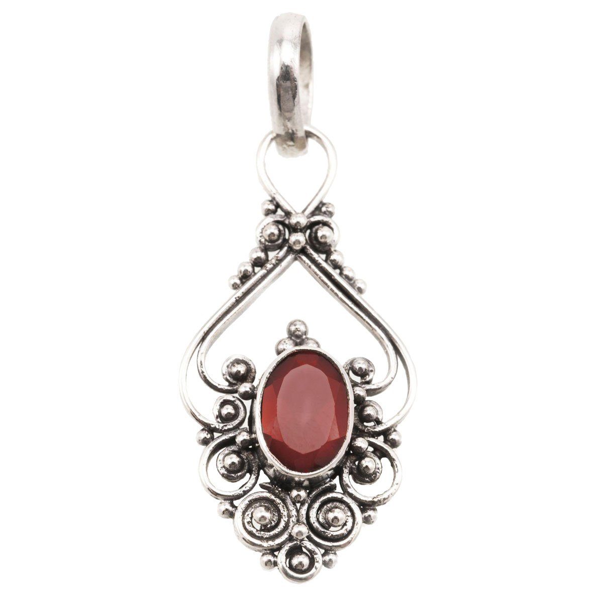 Kettenanhänger mit echtem Granatstein Schmuck Anhänger 925er Silber - Vögel - 30x13mm