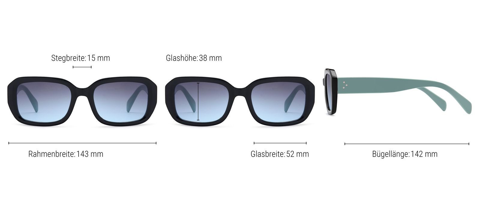 styleBREAKER Sonnenbrille Retro Sonnenbrille Breiter Rahmen Rechteckig (1-St) Gradient