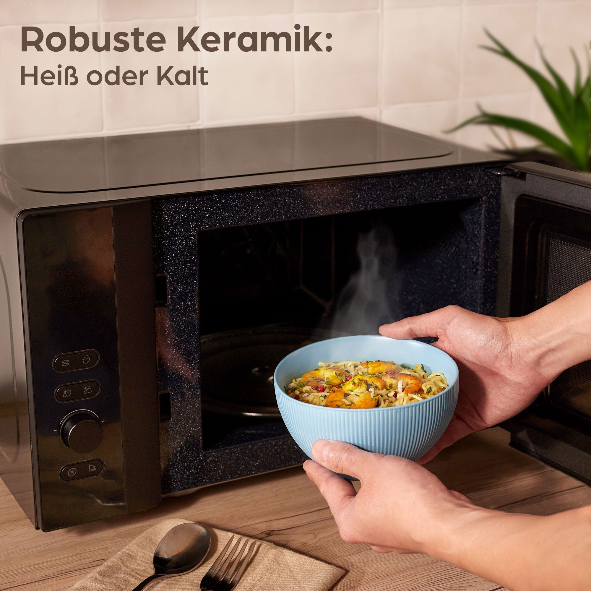 Praknu Müslischale Müslischalen Set - Keramik Bunt - 6er Schalen Set - Große Müsli, Keramik, (6er Set, 6-tlg), Mikrowellengeeignet - Müsli Snackschale Schüsseln