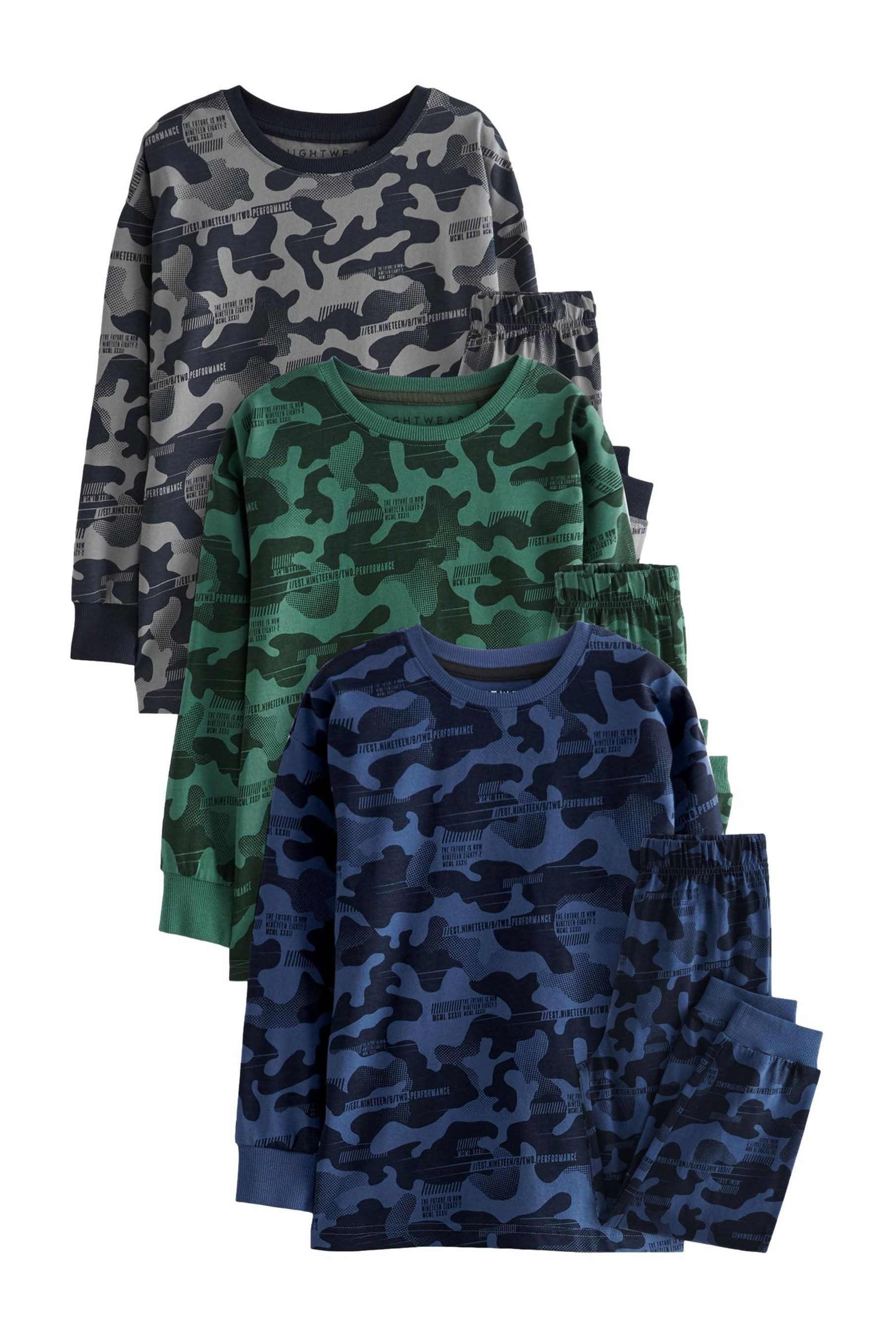 Pyjama 3er-Pack Schlafanzüge mit langen Ärmeln