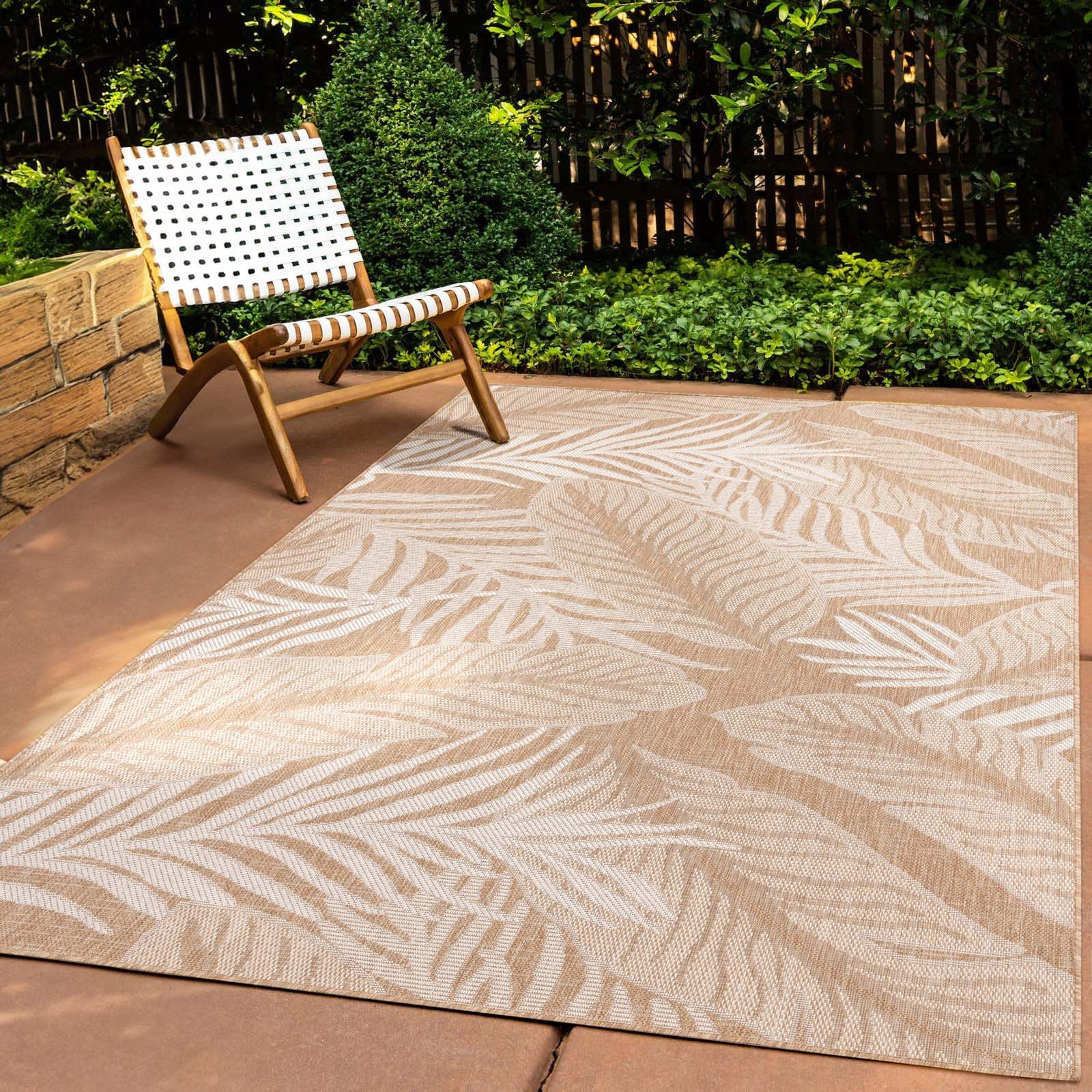 Teppich Tara Carpet Columbia-Fashion Plant In & Outdoor auch für die Küche, TaraCarpet, rechteckig, Höhe: 5 mm, Balkon Terrasse Wintergarten Plant natur creme Esszimmer 67x180