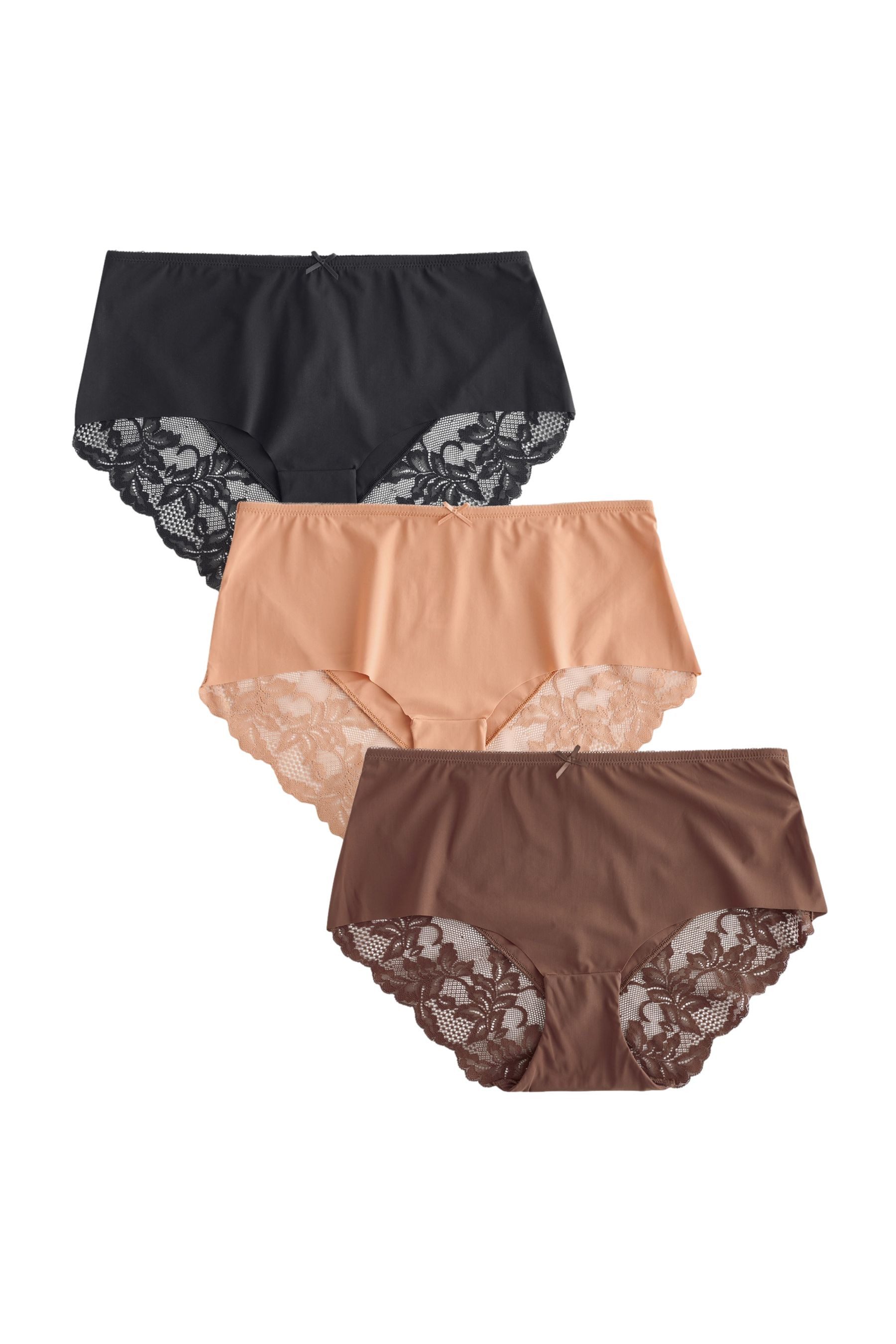 Slip 3er-Pack Nahtlose Slips mit Spitze, Midi