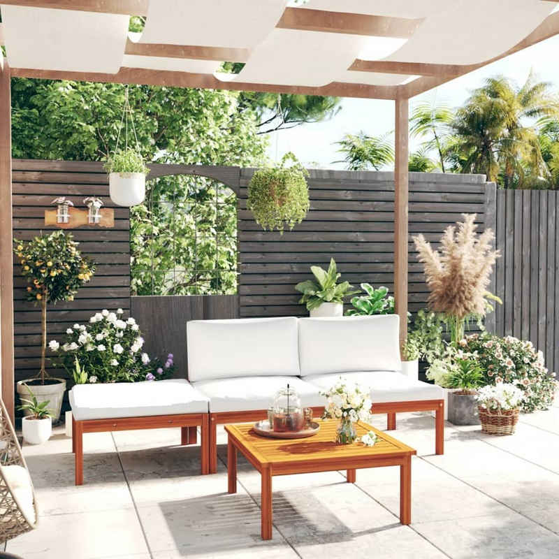 vidaXL Gartenlounge-Set mit Kissen Massivholz Akazie