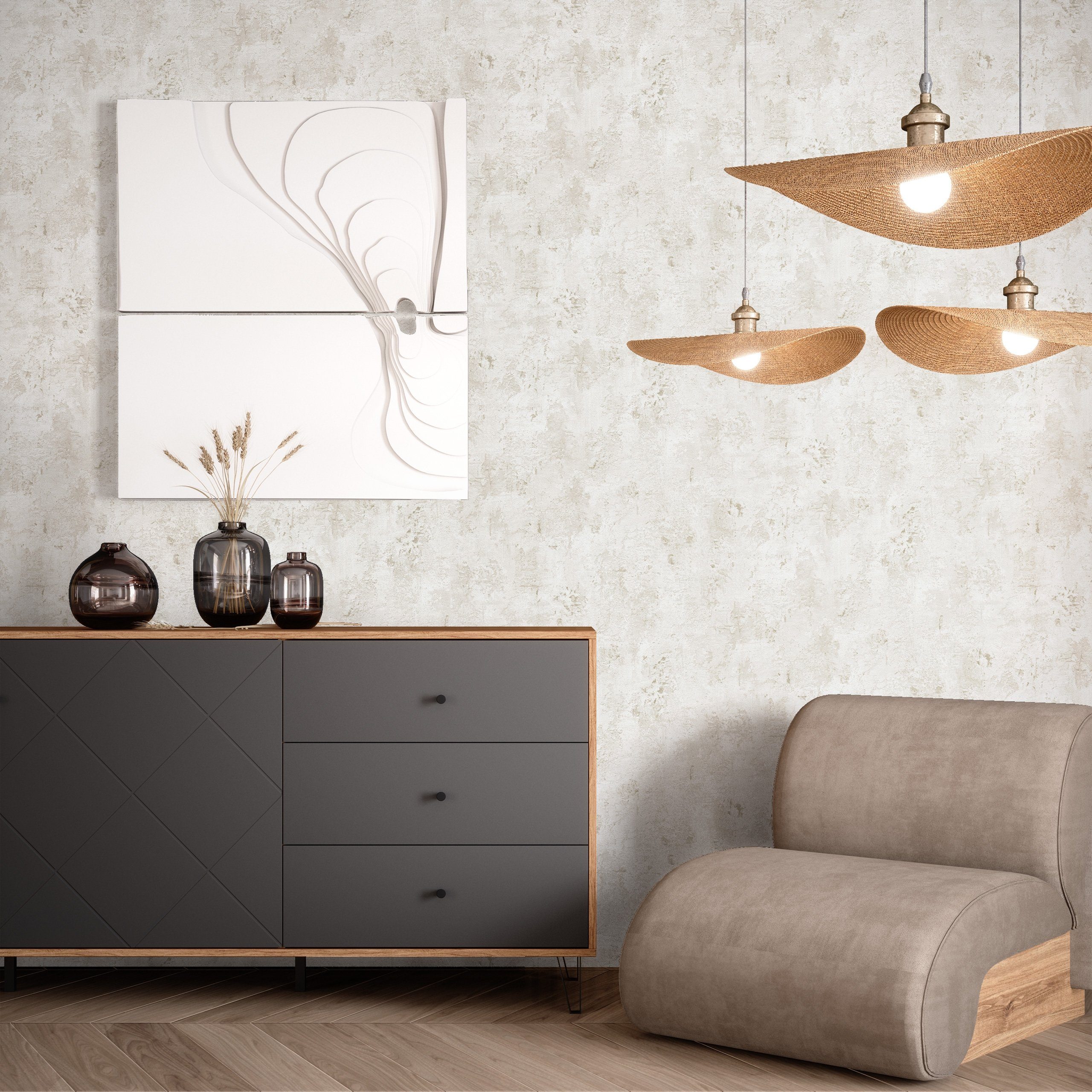 Newroom Vliestapete, Beige Tapete Industrial Beton günstig online kaufen