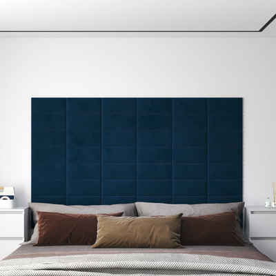 vidaXL Wandpaneel Wandpaneele 12 Stk. Blau 30x15 cm Samt 0,54 m², (12-tlg)