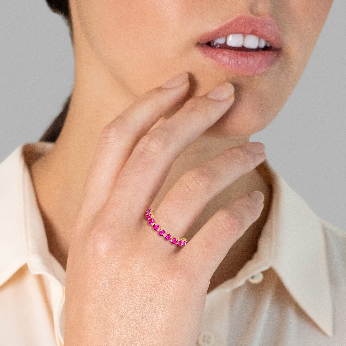 Yokoamii Fingerring Y130 (1-tlg), Ring gelbgold Kristall rosa – Bild 2 von 4