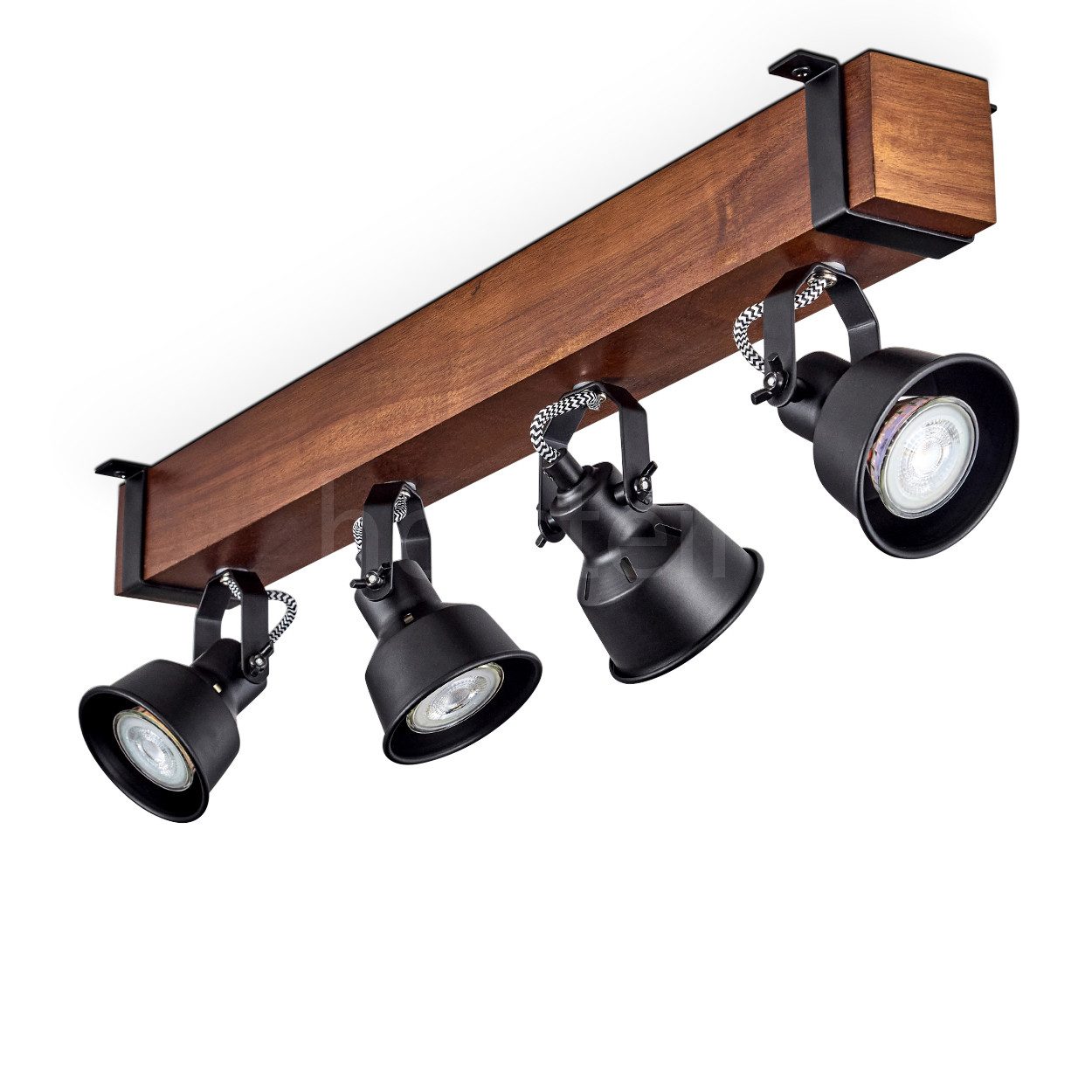 hofstein Deckenleuchte moderne Deckenlampe aus Metall/Holz in Schwarz/Dunke günstig online kaufen