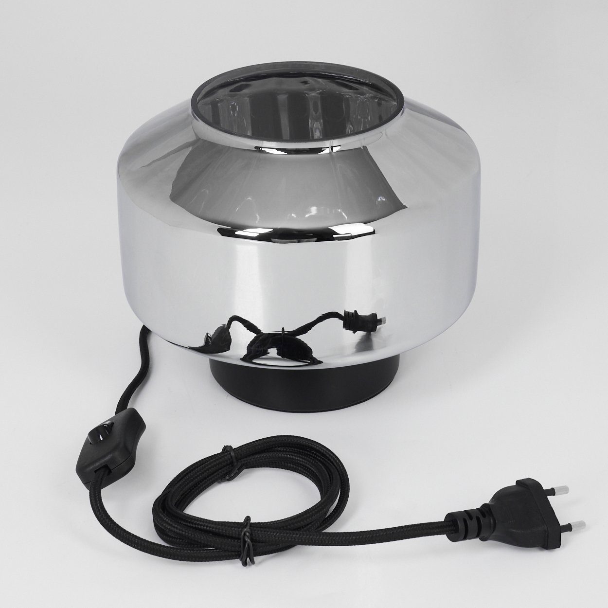 »Collegno« hofstein moderne in Leuchtmittel Nachttischlampe Tischleuchte Schwarz/Rauchfarben, ohne