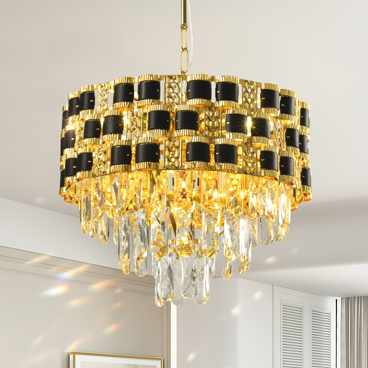 JDONG Pendelleuchte Pendellampe Wohnzimmer 37/27cm Schwarz günstig online kaufen