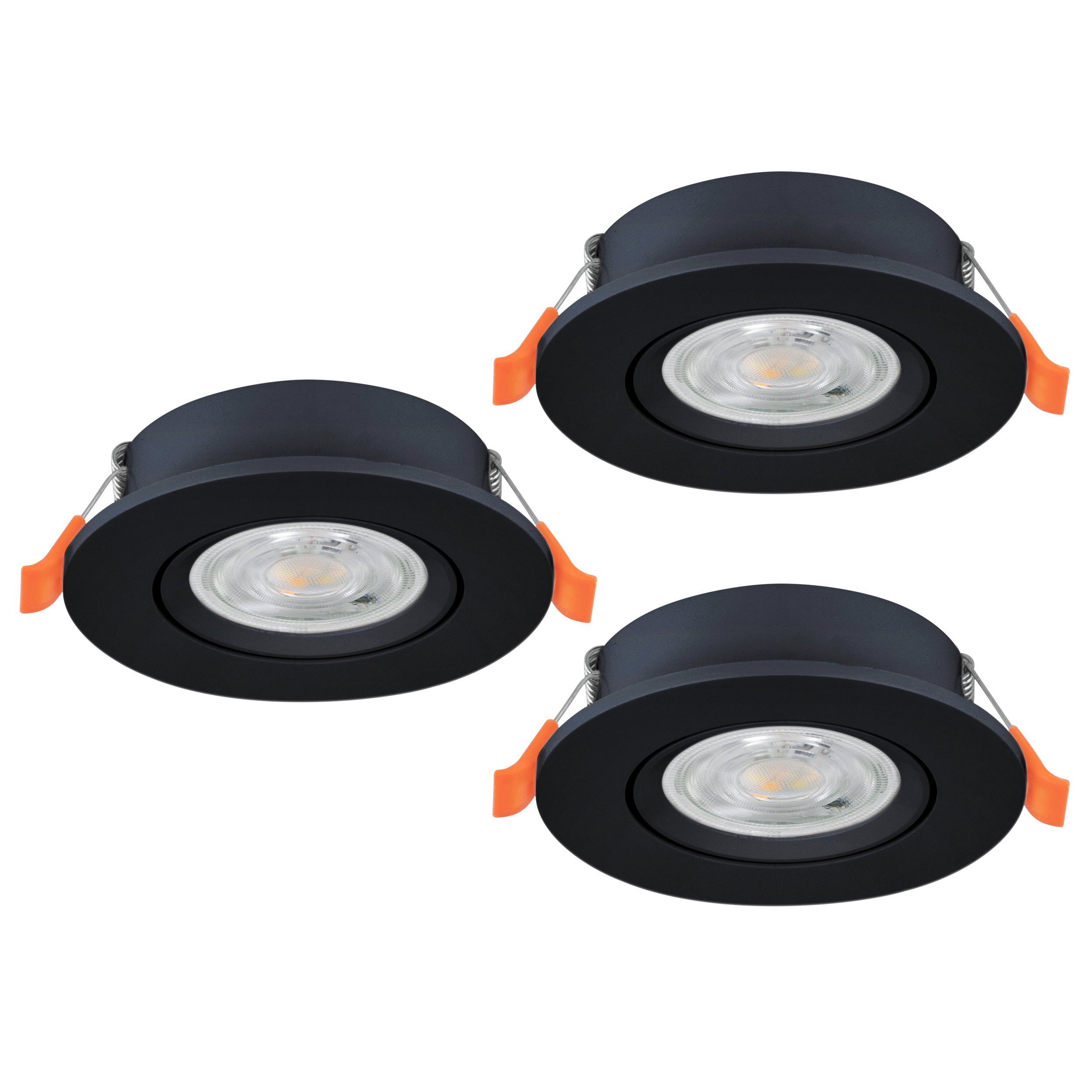 EGLO LED Einbauleuchte Barranco, Leuchtmittel inklusive, 3er Set LED Einbaustrahler, Deckenspots, Deckenstrahler, GU10, ∅ 9 cm