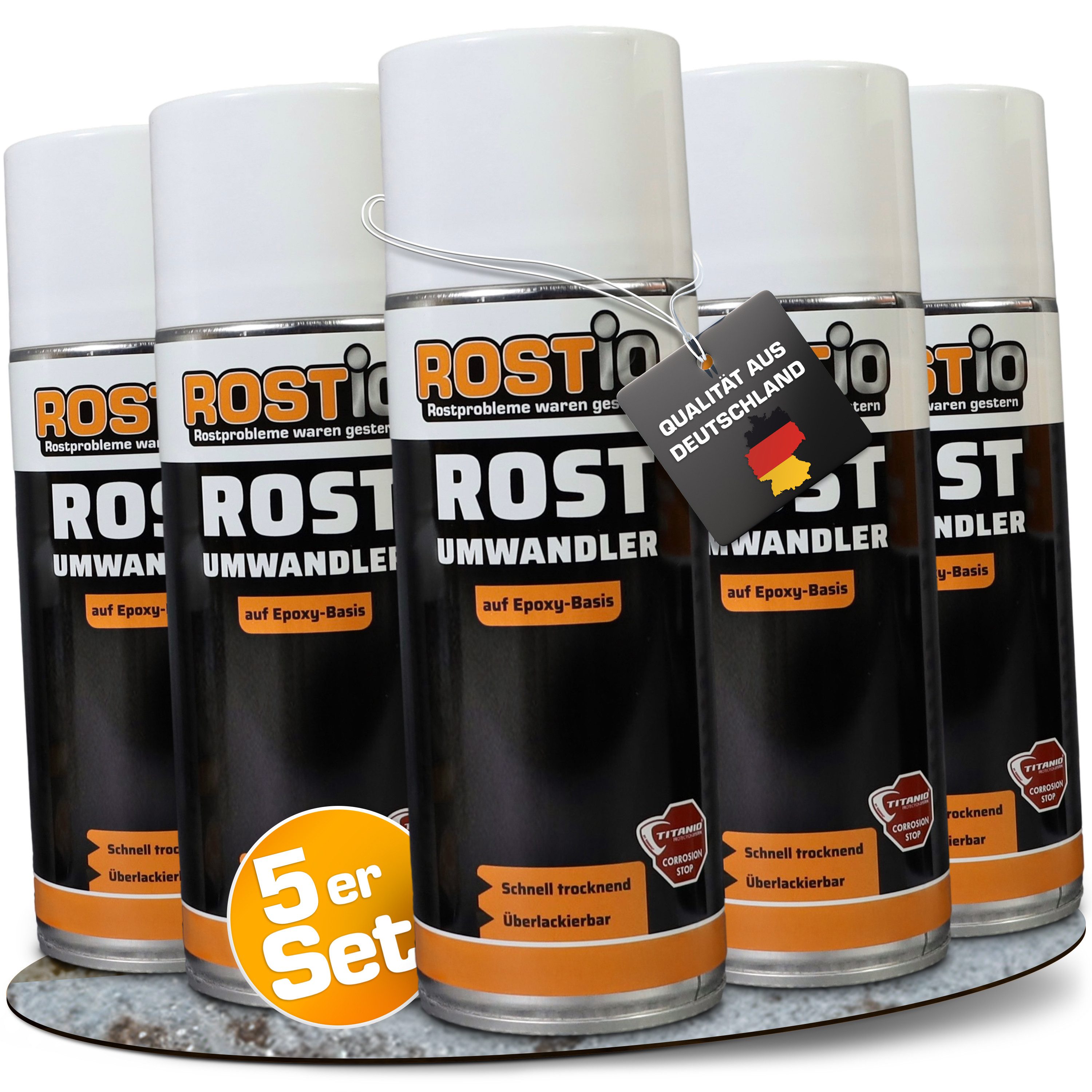 Rostio Rostio Rostumwandler Spray 400 ml Spraydose Rostentferner (5-St. 400ml)