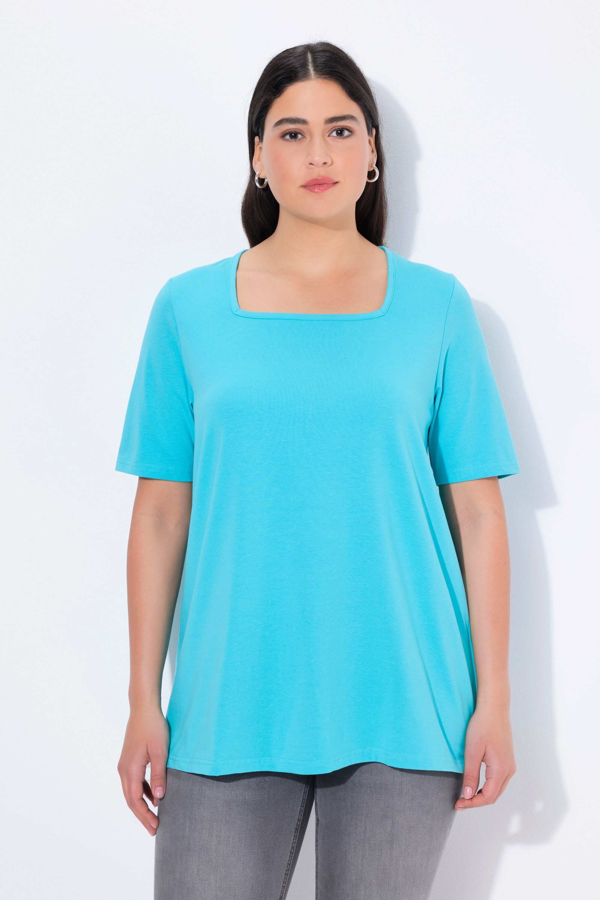 Ulla Popken T-Shirt T-Shirt A-Linie Carré-Ausschnitt Halbarm