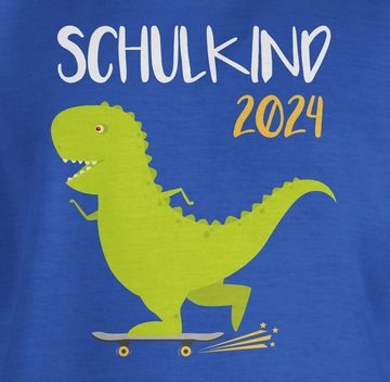 Shirtracer T-Shirt Schulkind 2024 - Dino mit Skateboard Einschulung Junge Schulanfang Geschenke