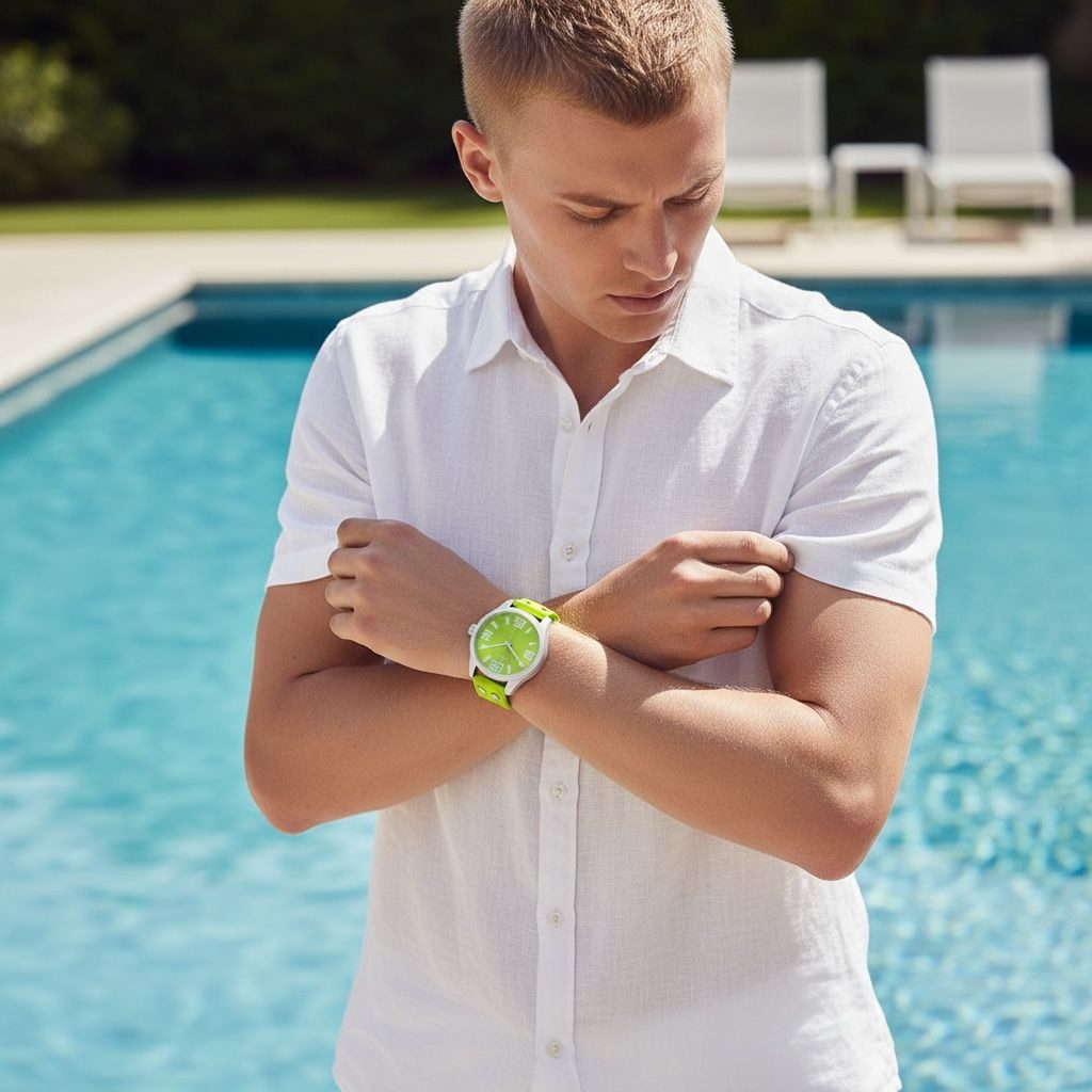 OOZOO Quarzuhr XXL Armbanduhr C11652 – lemongrünes Design, Lederband, 46 mm