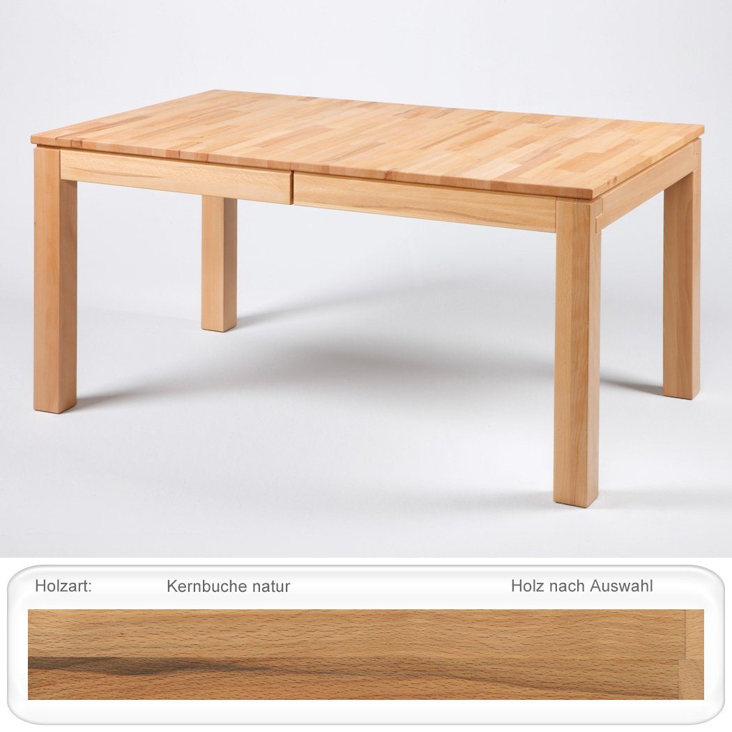 XL, Stühle braun Hera Lenz 150(250)x90 5-tlg), massiv + Ausziehtisch Spar-Set, expendio (komplette Grover cm Essgruppe Tischgruppe, Kernbuche