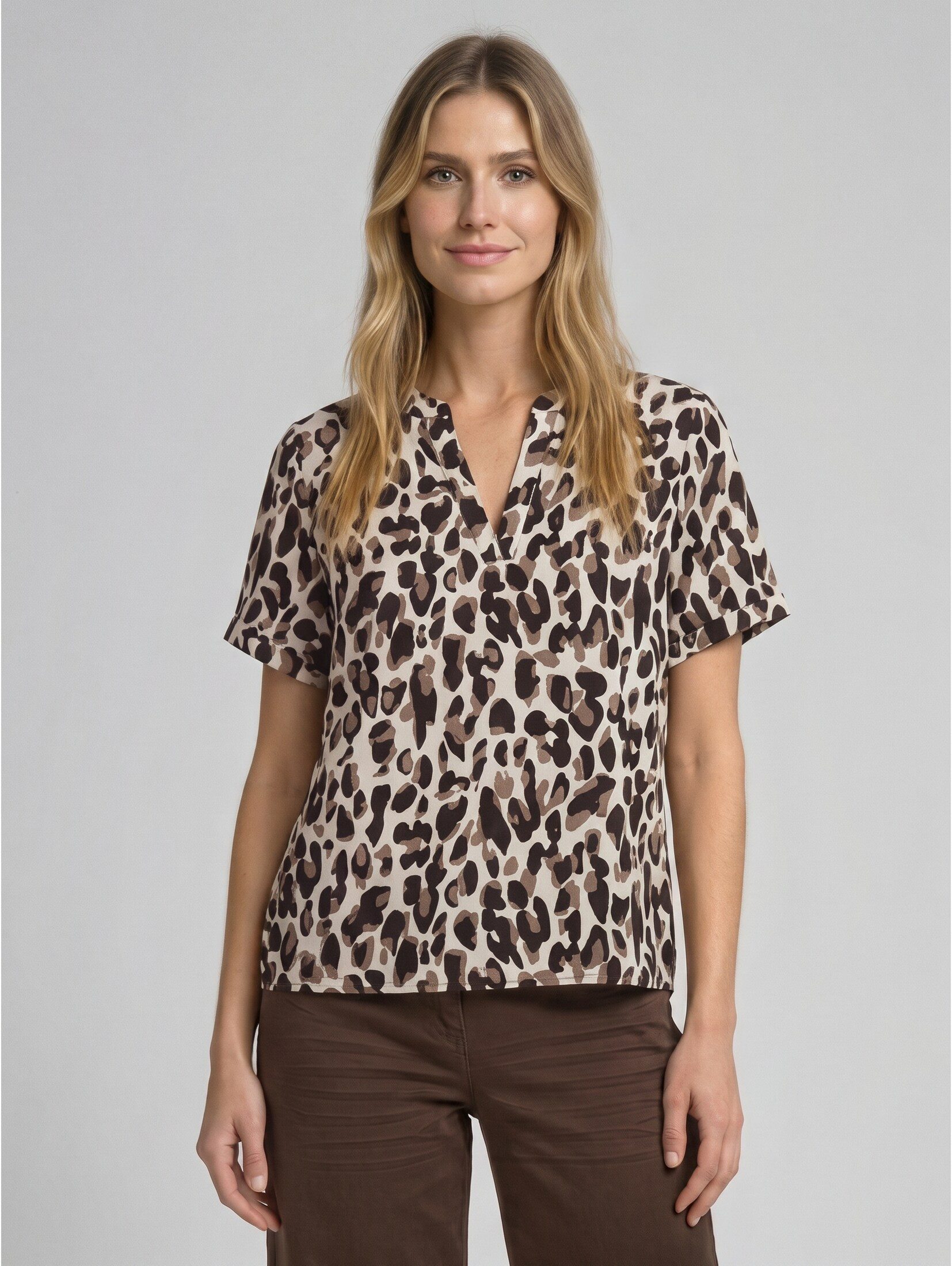 TOM TAILOR Kurzarmbluse Blusen & Shirts Loose Fit Bluse mit V-Ausschnitt