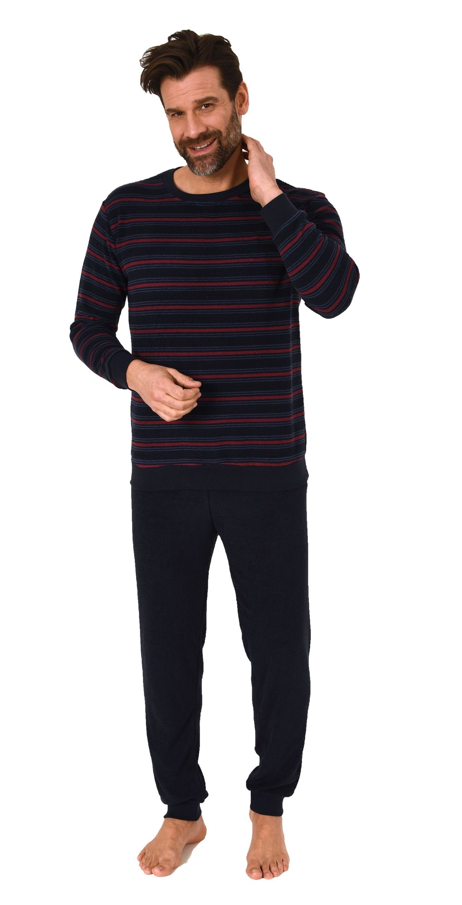 Normann Pyjama Herren langarm Frottee Schlafanzug günstig online kaufen