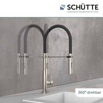 Schütte Spültischarmatur Design ausziehbar, 360° schwenkbar, Edelstahloptik/Schwarz, Hochdruck