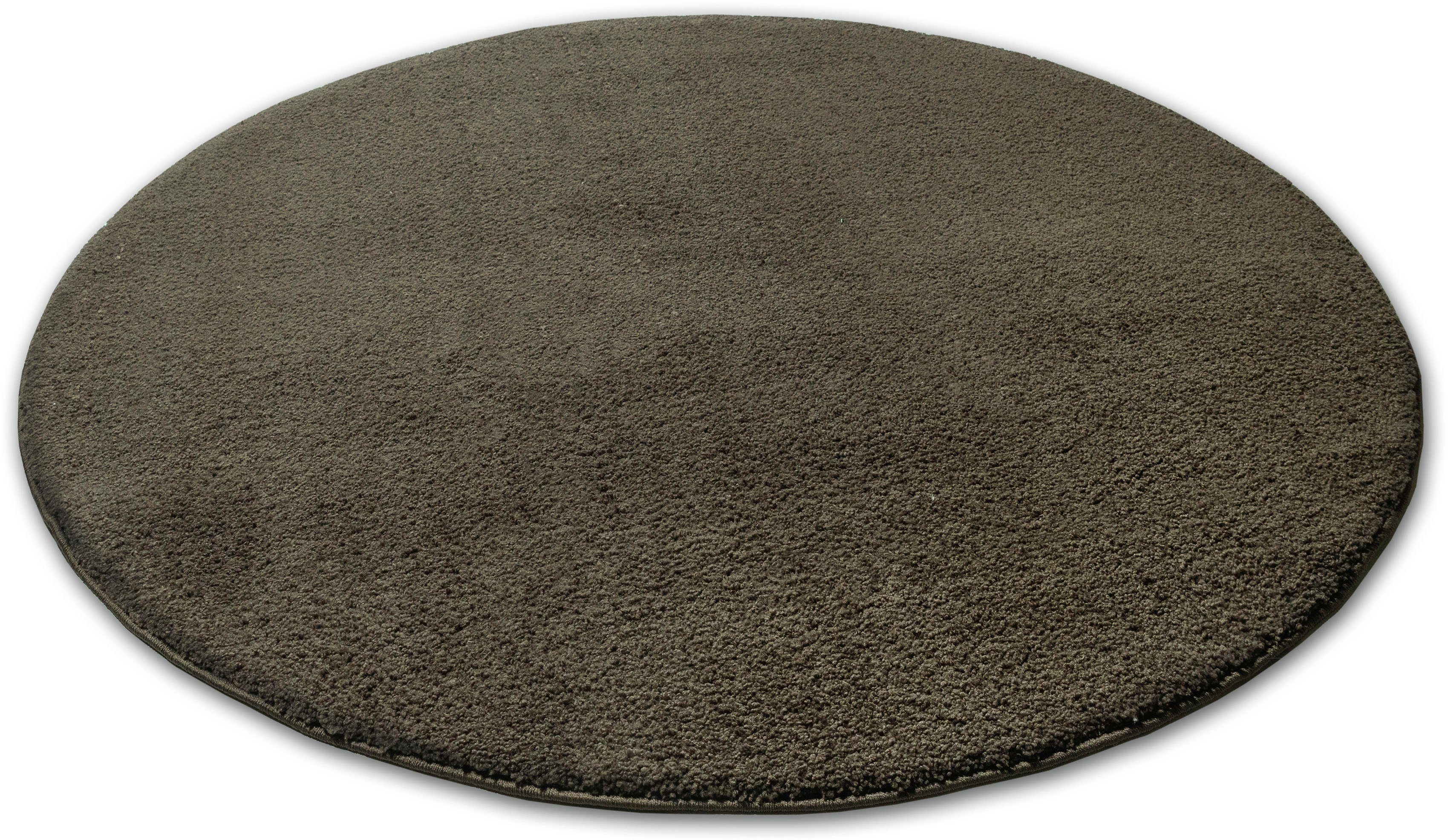 Hochflor-Teppich Ilvi, andas, rund, Höhe: 31 mm, extra flauschig, Mikrofaser, einfarbig, weich braun