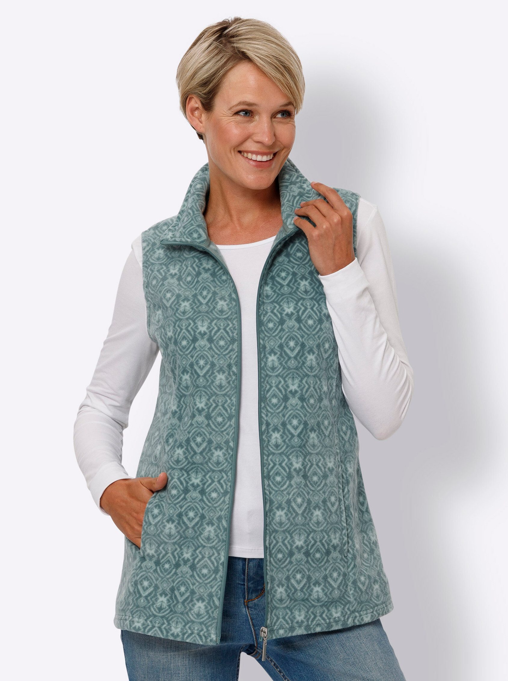 Sieh an! Fleeceweste Fleece-Weste Länge ca. 70 cm