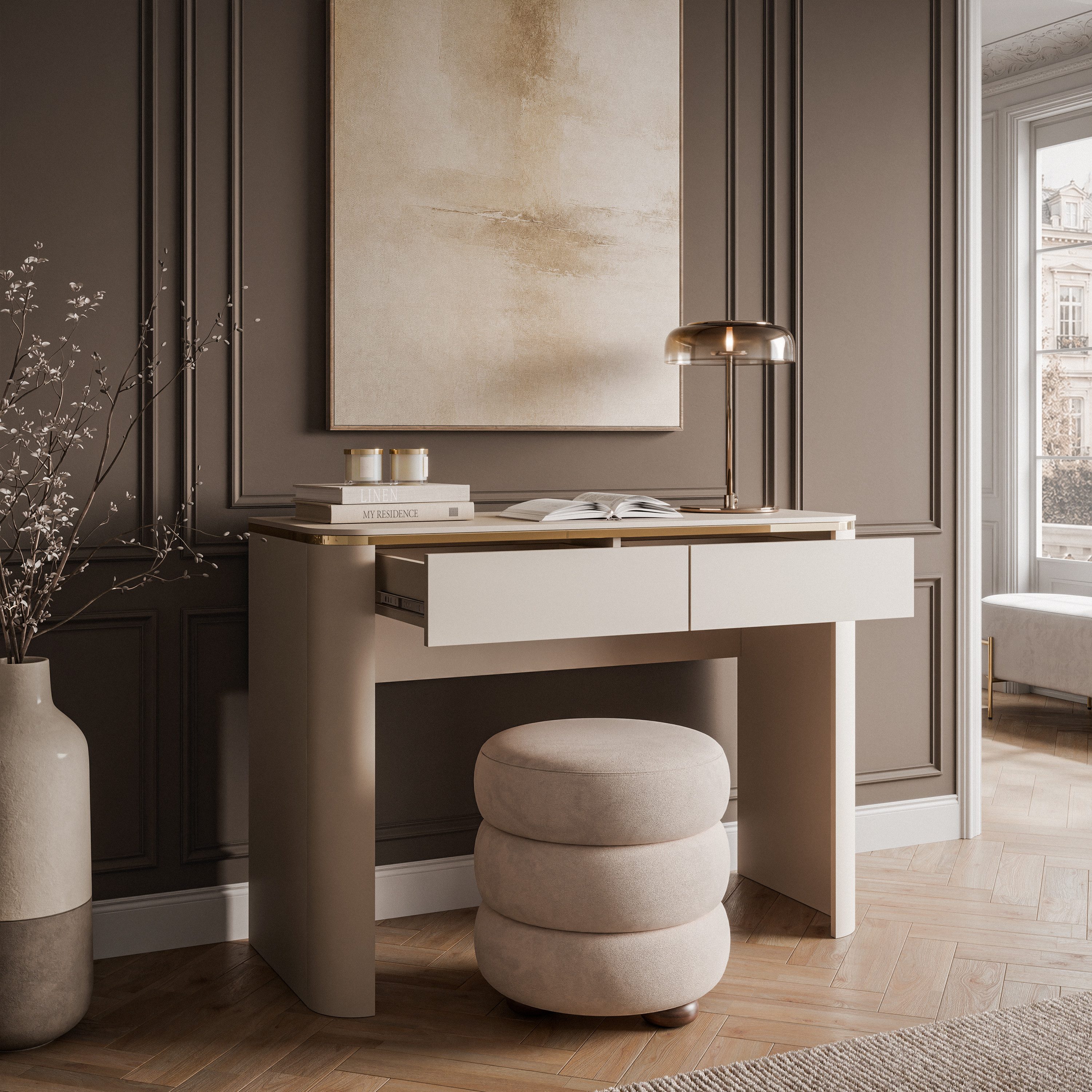 Lookway Konsolentisch AVELINE KASCHMIR mit goldenen Details und Schubladen – Bild 4 von 5