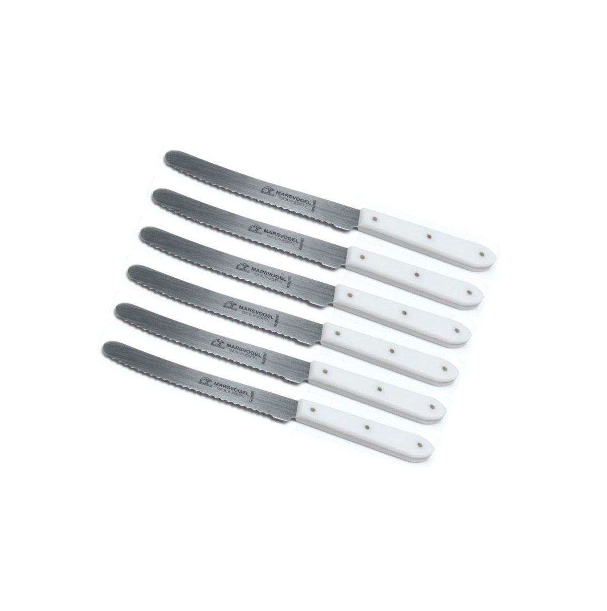 Marsvogel Tafelmesser 6 Stück Tafelmesser POM Weiß Solingen
