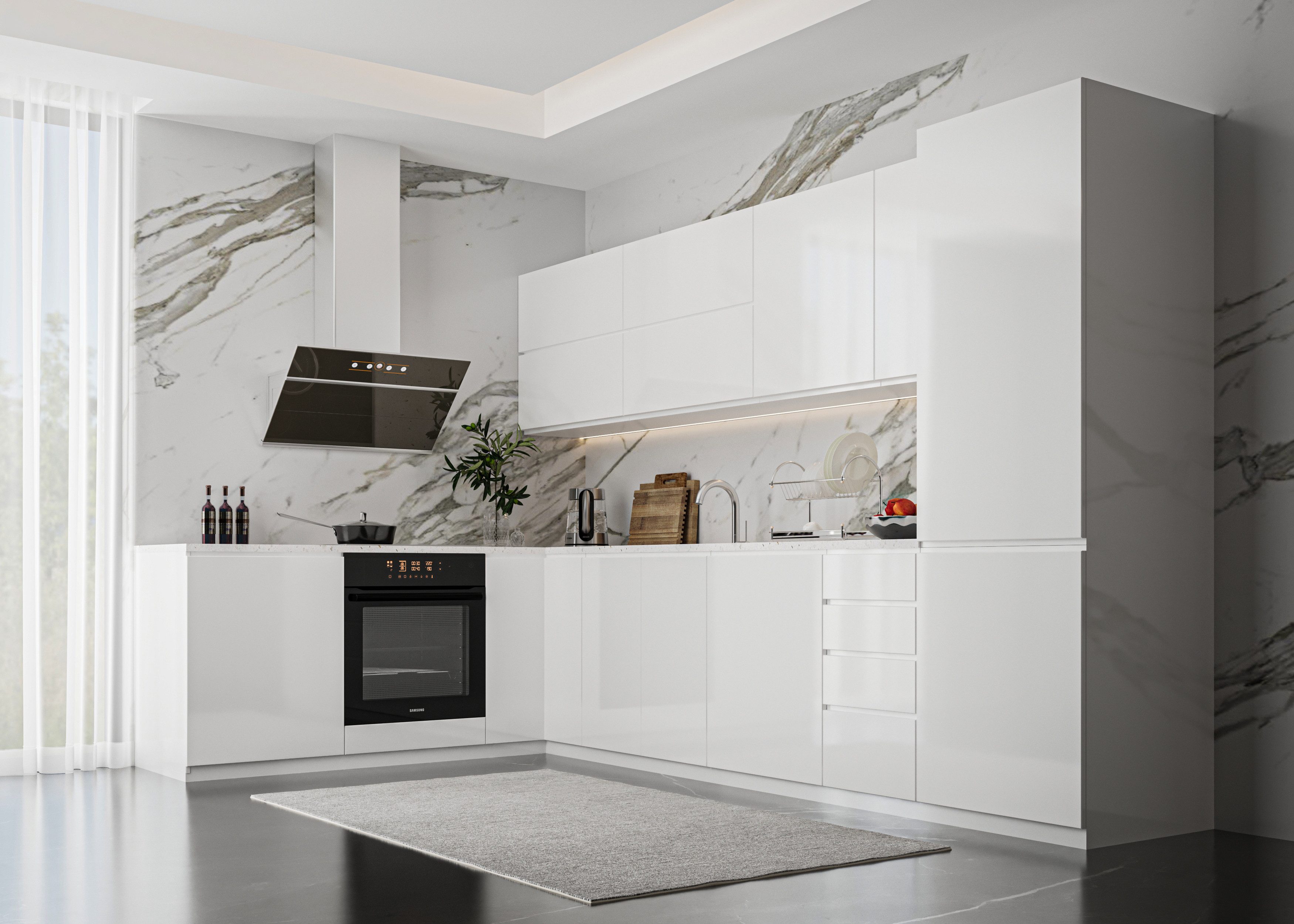 ROYAL24_MARKT Winkelküche K54-G330 R - Aspen - Praktische Räume und attrakt günstig online kaufen