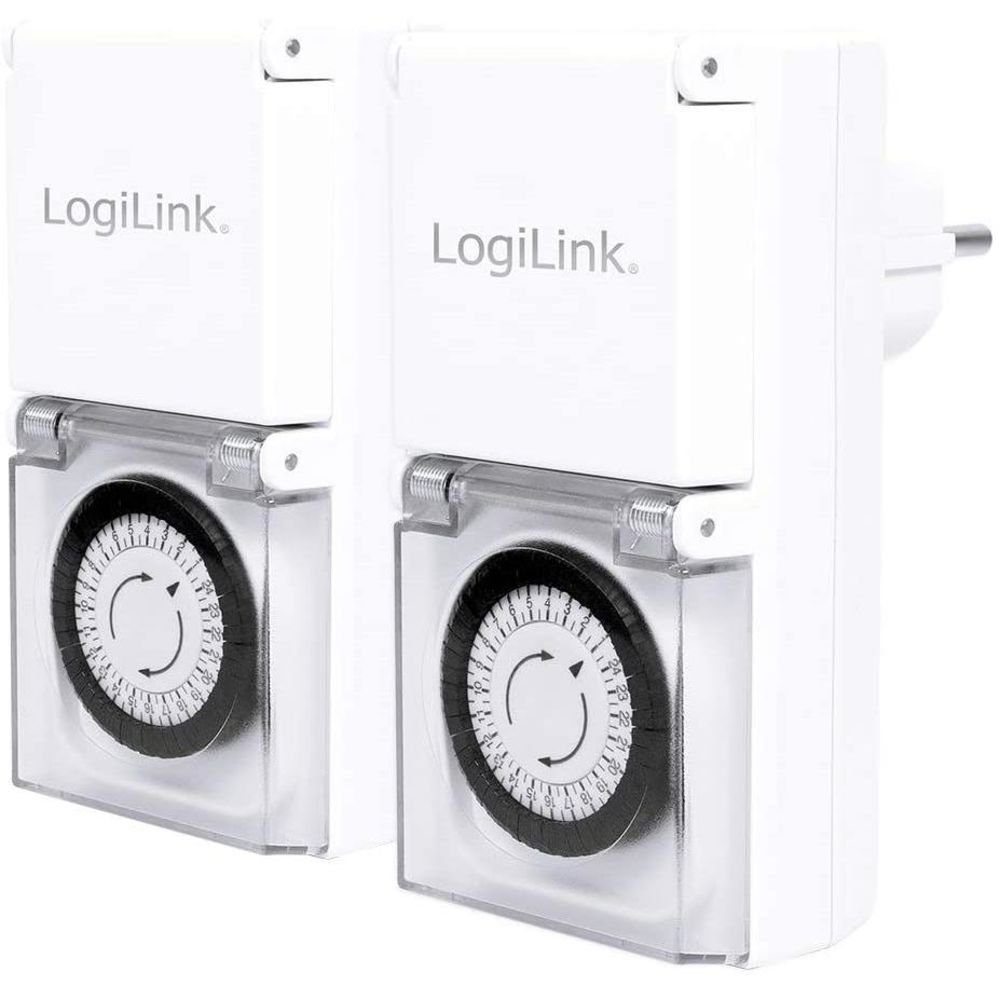 LogiLink Zeitschaltuhr ET0006A Mechanische Zeitschaltuhr, 2er Set, IP44, Outdoor