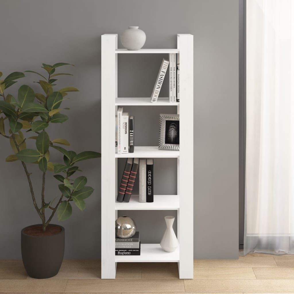 furnicato Bücherregal Bücherregal/Raumteiler Weiß 60x35x160 cm Massivholz