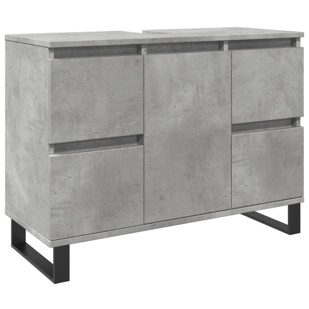 vidaXL Badezimmer-Set Waschbeckenunterschrank Betongrau 80x33x60 cm Holzwer günstig online kaufen