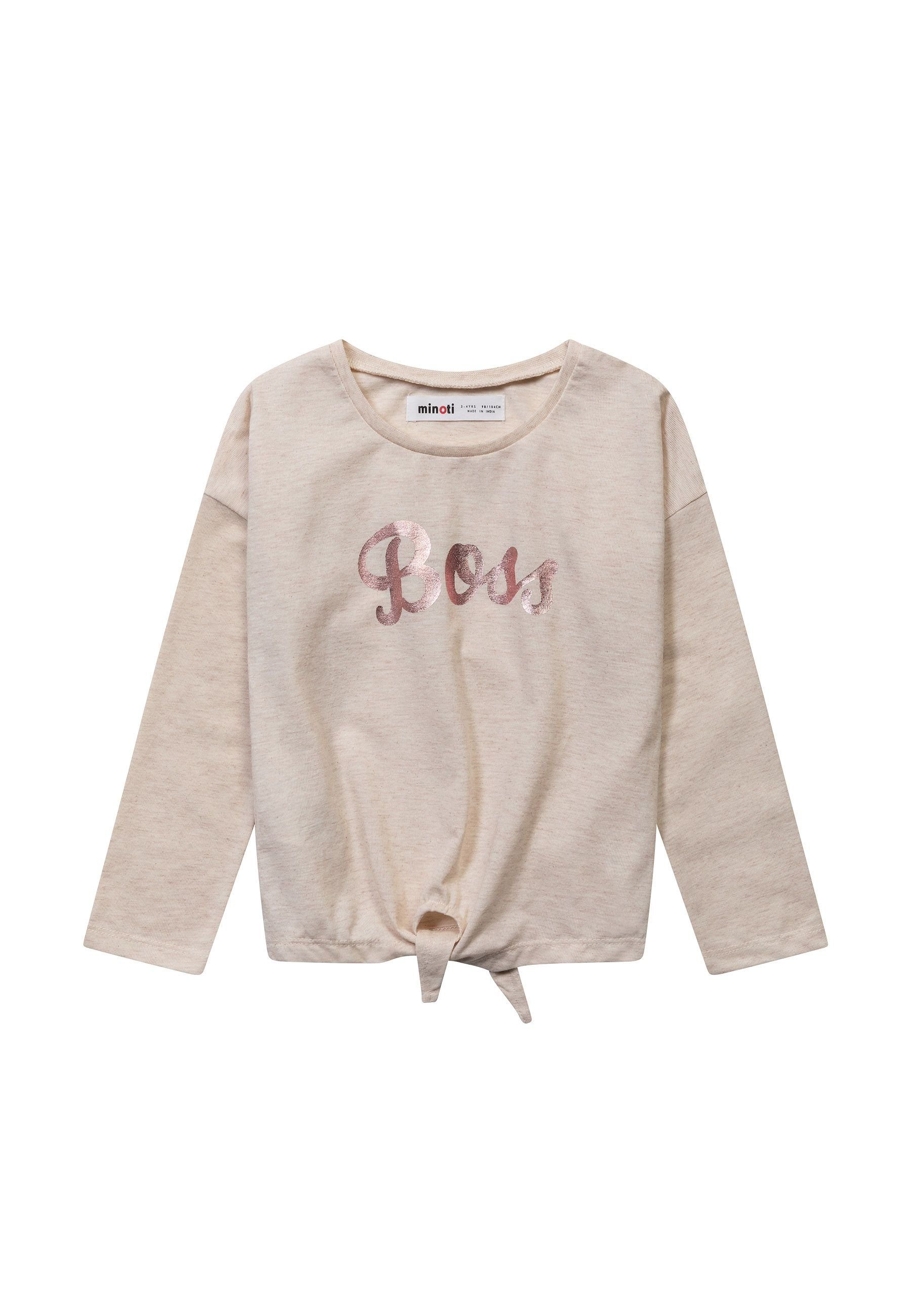 MINOTI Langarmshirt Langarm-T-Shirt mit Knoten (1y-8y) Beige