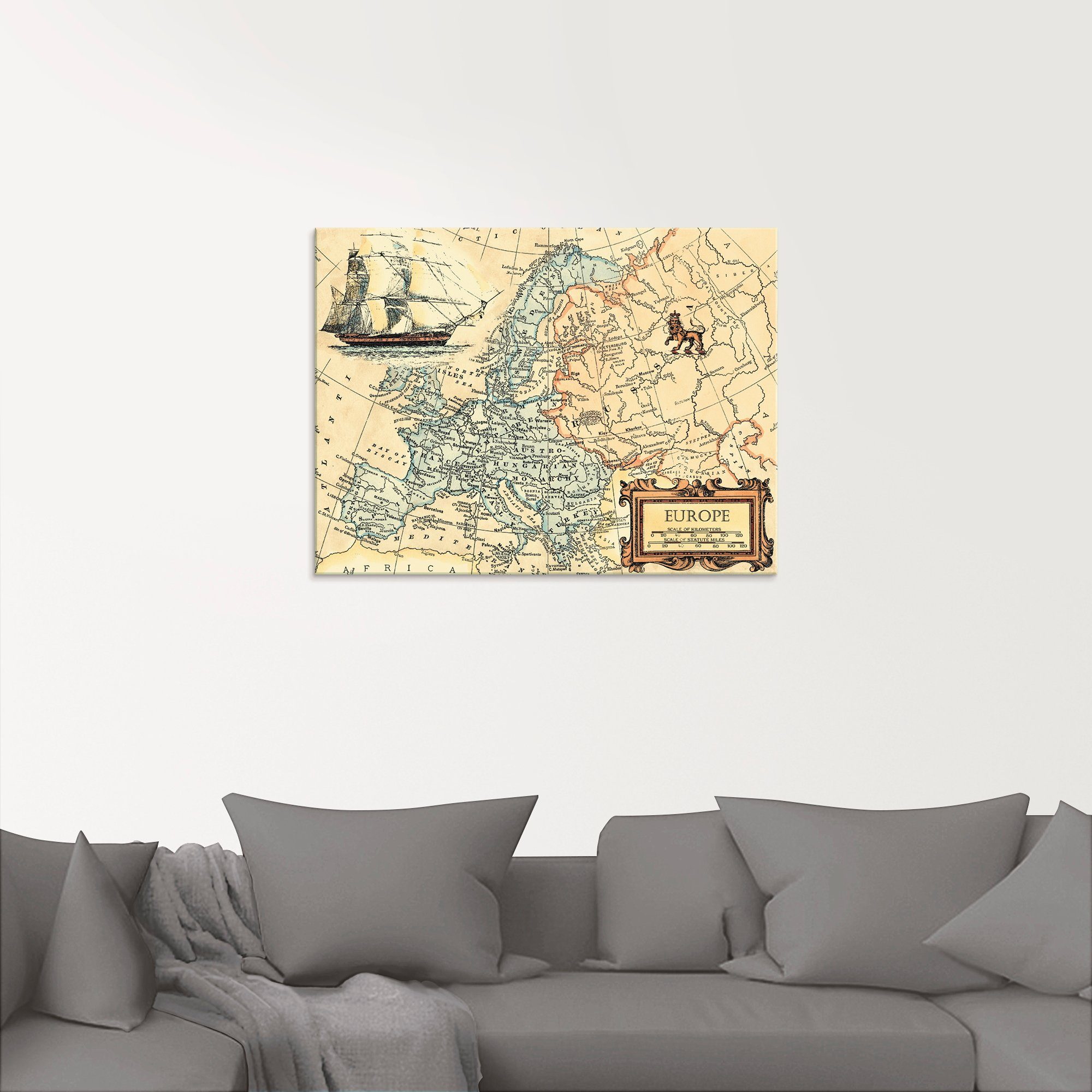 Artland Glasbild »Europakarte«, Landkarten (1 Stück)-HomeTrends
