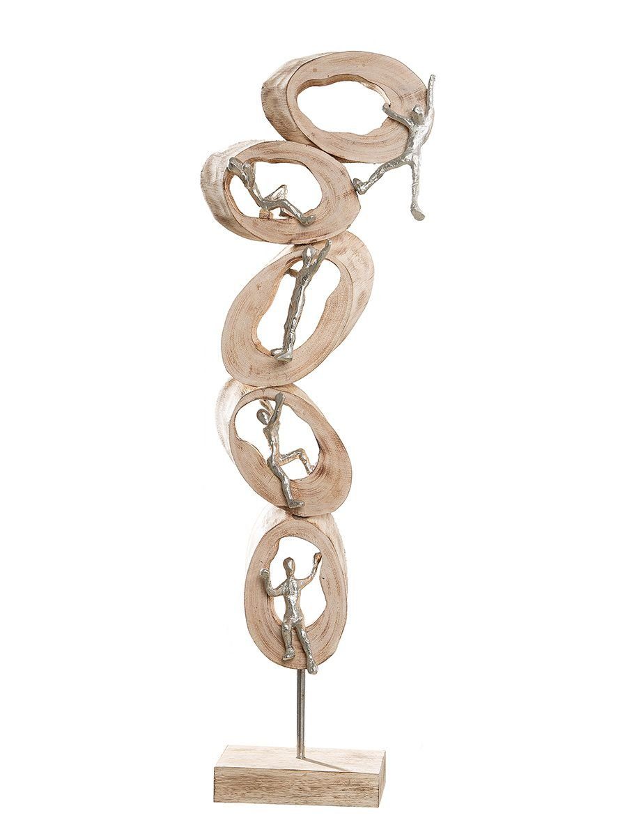 GILDE Dekoobjekt Skulptur 'Climb' - Naturfarbenes Kunstwerk mit silberfarbe günstig online kaufen