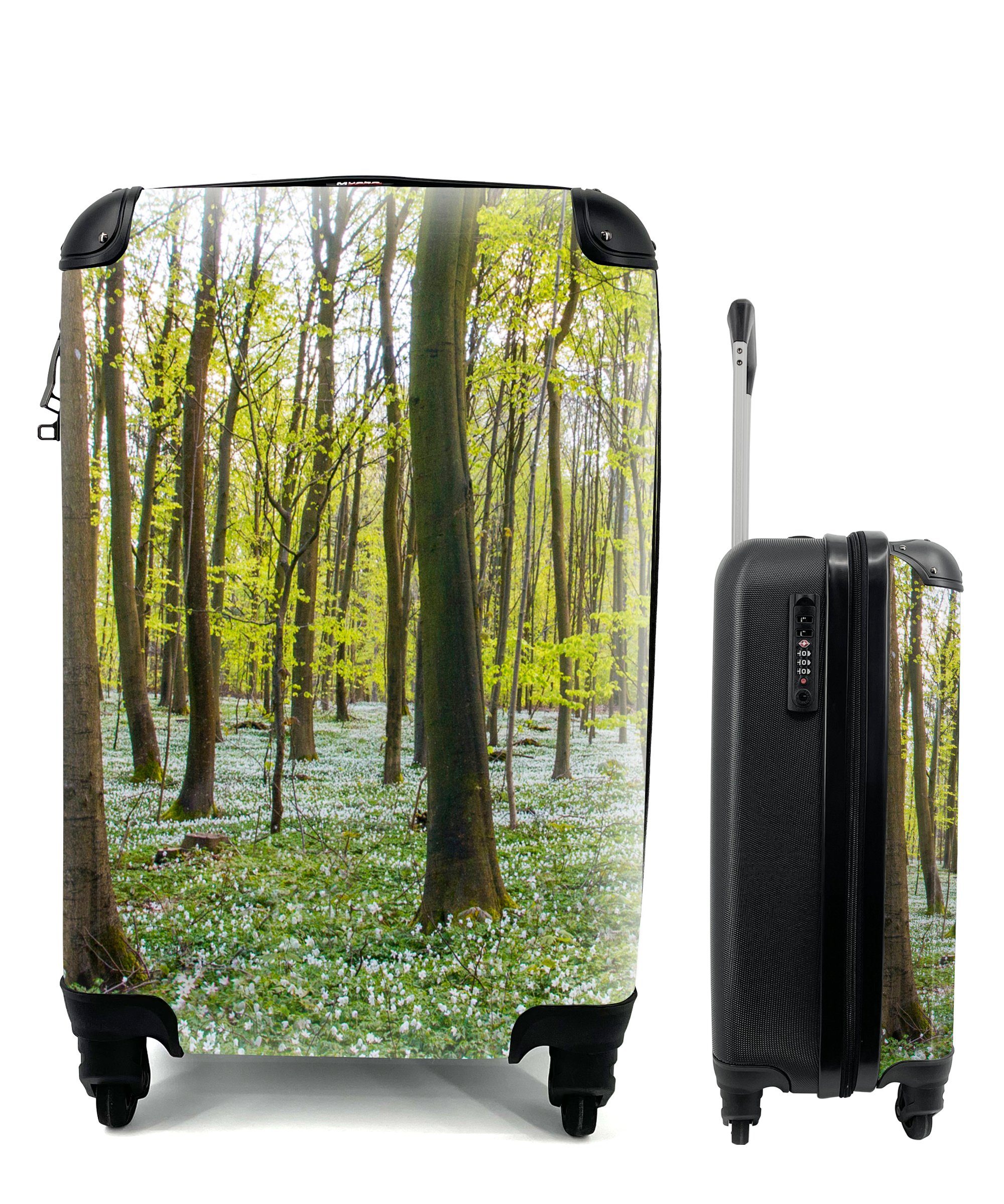 Reisekoffer Handgepäckkoffer 4 Reisetasche Ferien, MuchoWow rollen, Frühling, Bäume mit Rollen, Blumen für - - Handgepäck Trolley,