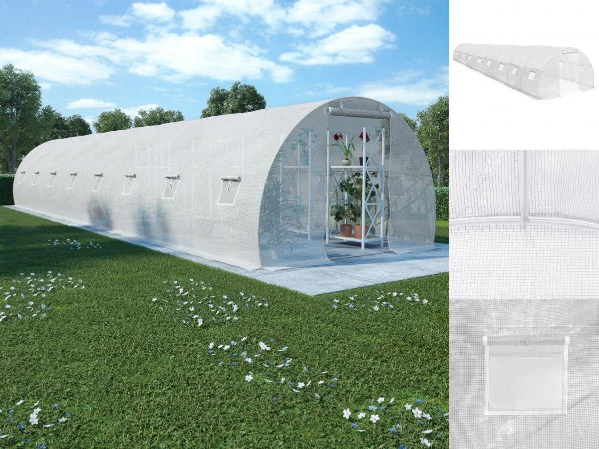 vidaXL Gewächshaus Gewächshaus mit Stahlfundament 36 m² 1200 x 300 x