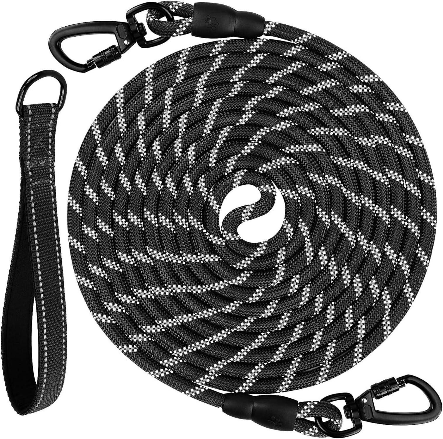 Hunde-Halsband Schleppleine für Große Hunde 10m Schwarz Reflektierend Kletterseil