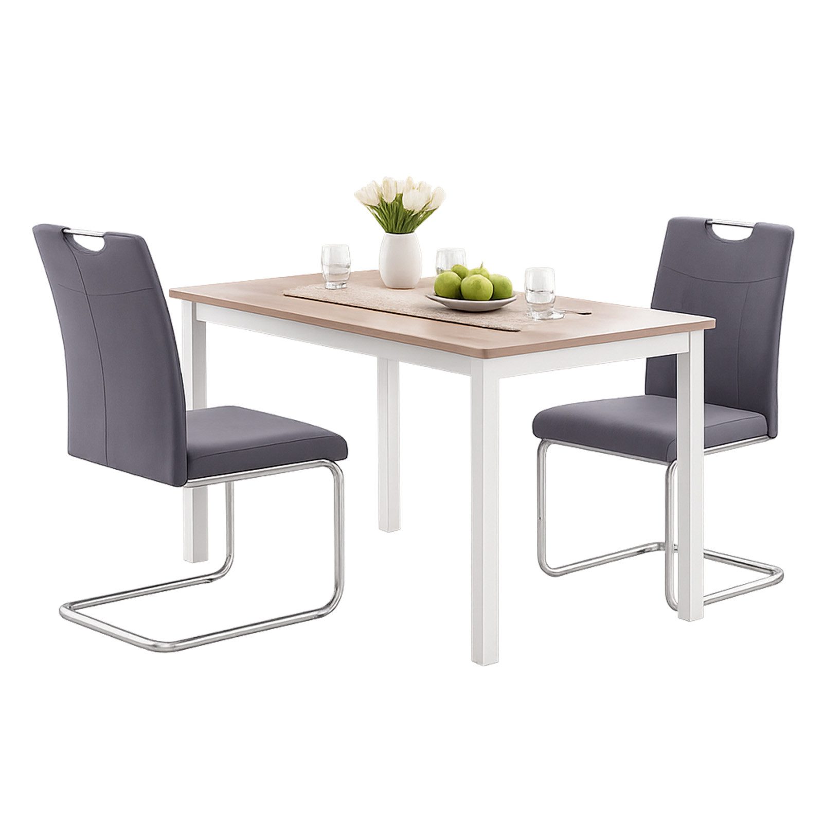 HTI-Line Freischwinger Schwingstuhl KellyC Grau 2er (Set, 2 St), Freischwinger Esszimmerstuhl