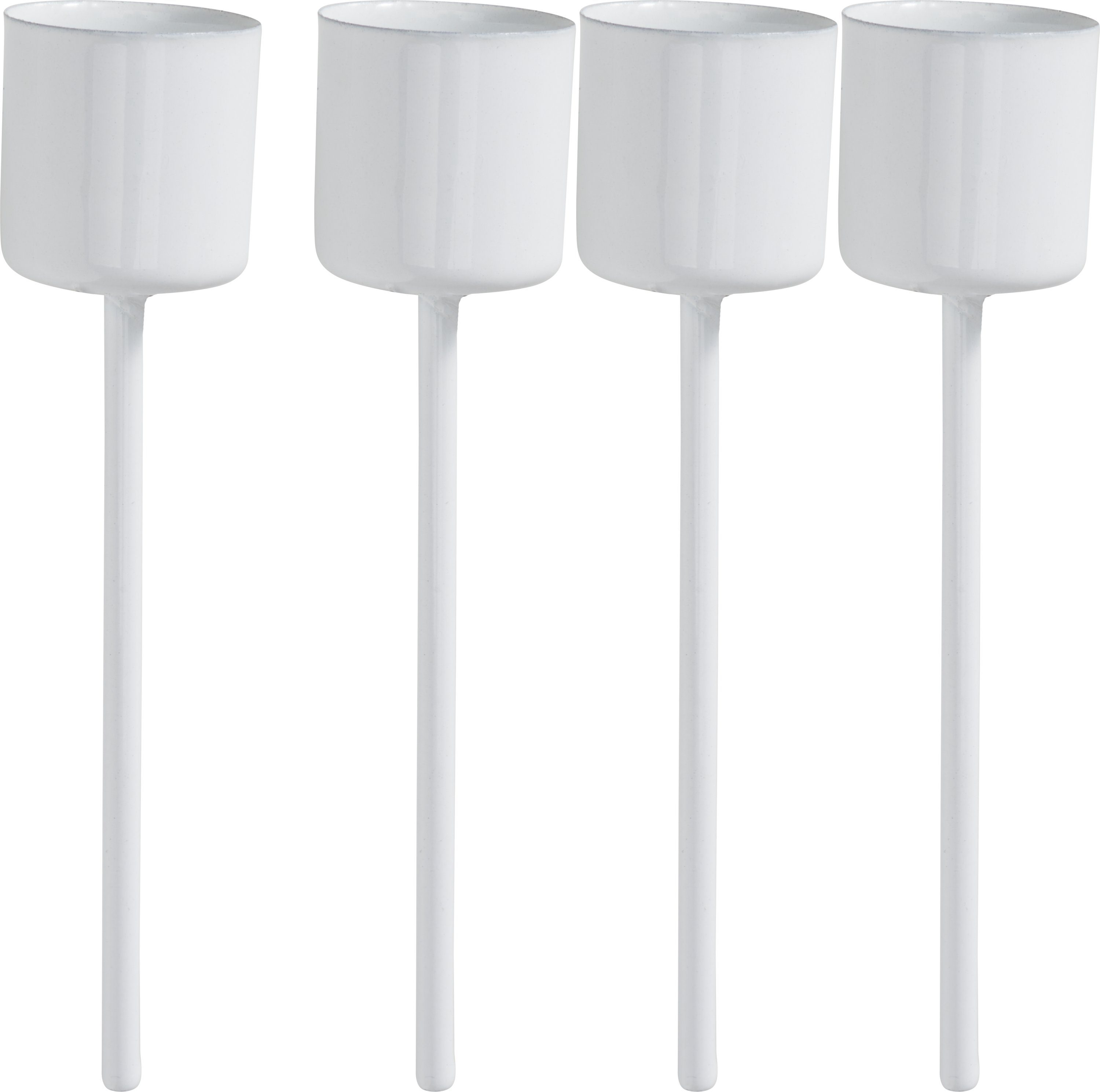 Standkerzenhalter Kerzenhalter mit Spieß für Stabkerzen, 4 Stück Weiß