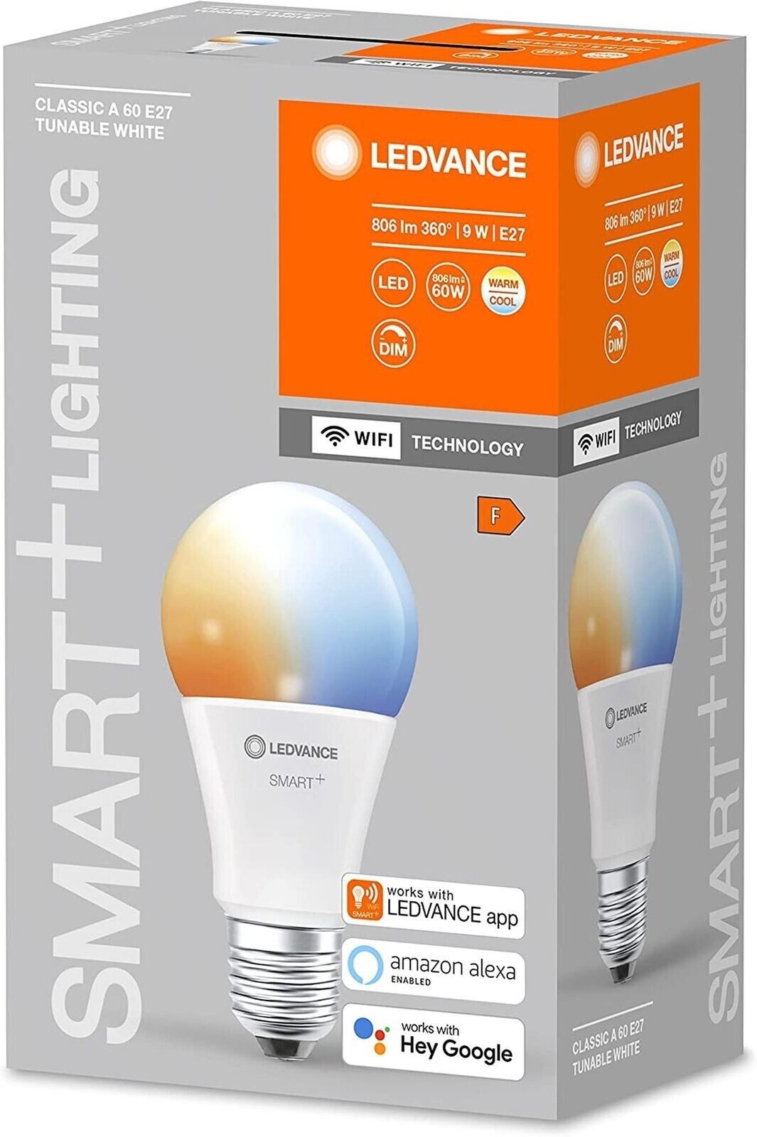 Ledvance LED-Leuchtmittel [4ERPACK] Smarte LED-Lampe mit WiFi Technologie, Sockel E27, 4 St., Kaltsweiß, WARMWEİß, dimmbar Glühbirne 9W 2700-6500K Leuchtmittel