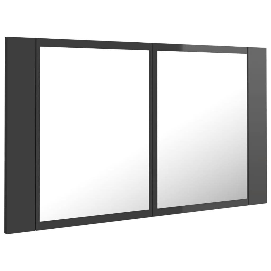 (1-St) Badezimmerspiegelschrank vidaXL Hochglanz-Grau Acryl 80x12x45 LED-Bad-Spiegelschrank cm