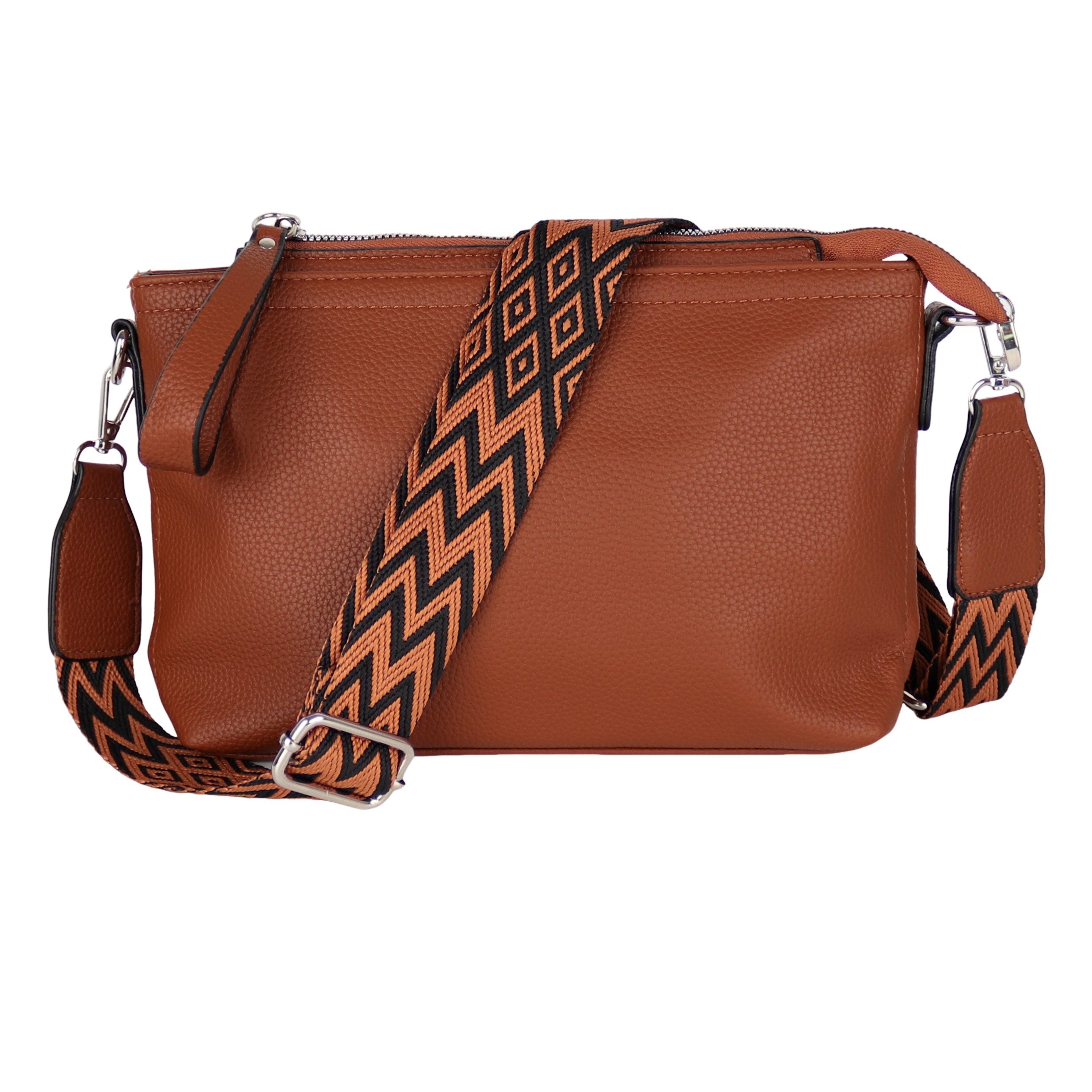 MIRROSI Umhängetasche Damen, Veganleder Crossbody Tasche Bag, Schultertasche (Extra Schlichtes Design mit einem 5 cm breiten Tragegurt, 29x16,5x7cm (BXHXT), gemusterten & verstellbaren Schulterriemen
