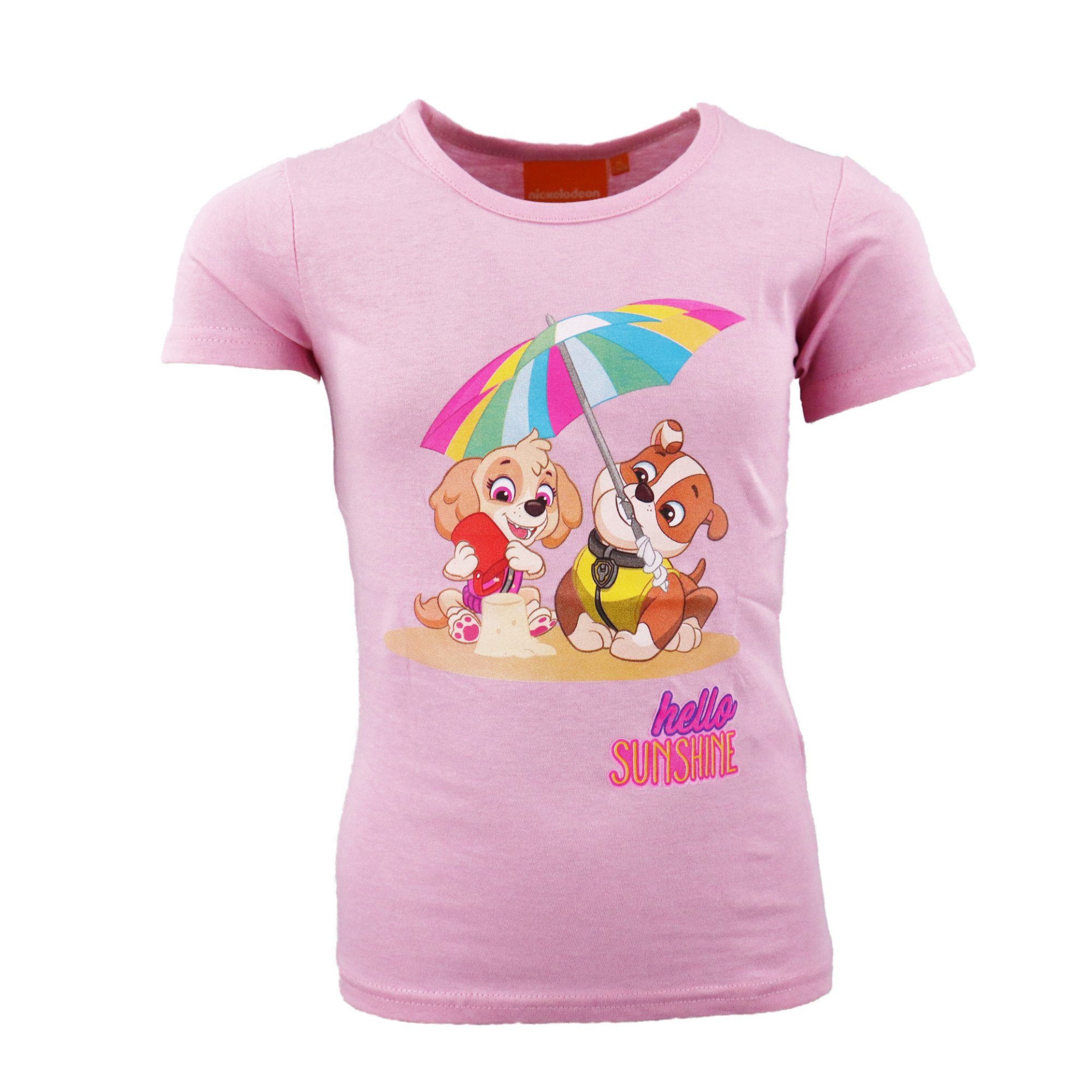 Skye Paw 128, 98 Marshall T-Shirt PAW PATROL Baumwolle Patrol Gr. Kinder Print-Shirt Rosa bis 100%