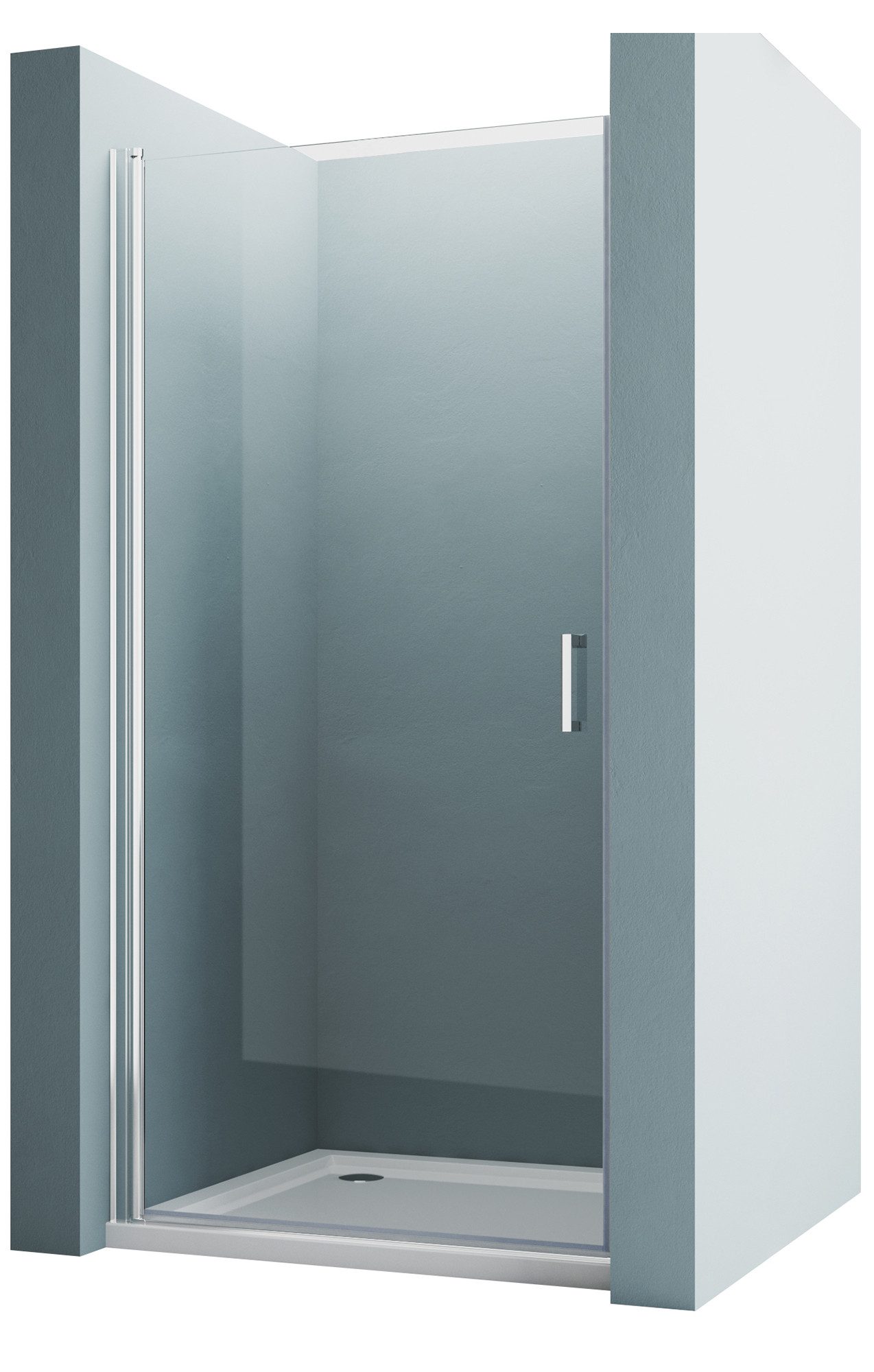Hopibath Dusch-Drehtür Pendeltür Nischentür Dusche Drehtür 90 80 75cm H:195cm, 75x195 cm, 5mm NANO Glas, (Duschwand für Dusche, mit Alu-Bodenleiste & Magnetdichtleisten) Rechts-und Links montierbar