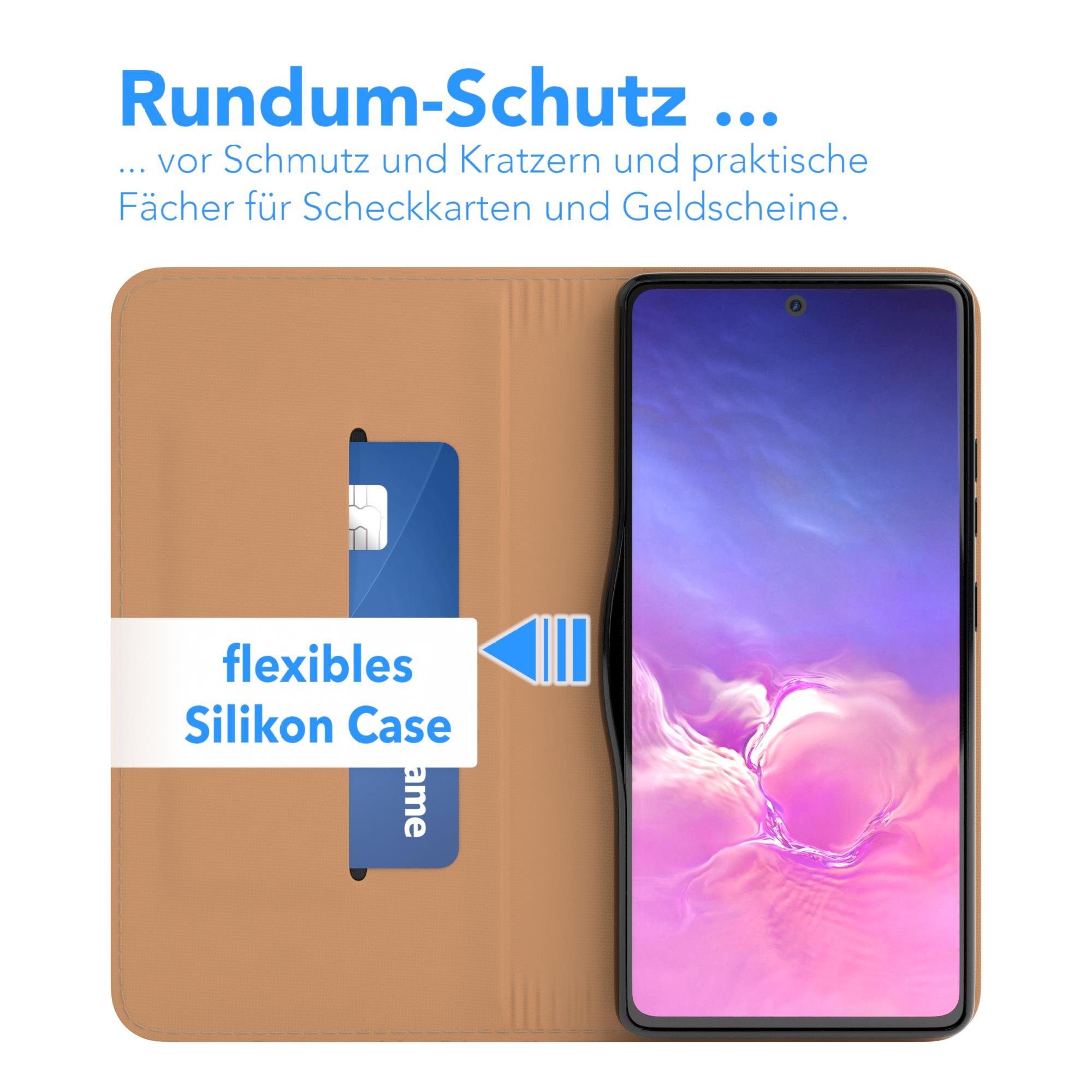 EAZY CASE Handyhülle Bookstyle Vintage für Samsung Galaxy S10 Lite 6,7 Zoll, Tasche Kunstleder Etui Handytasche mit Standfunktion Hülle Hellbraun