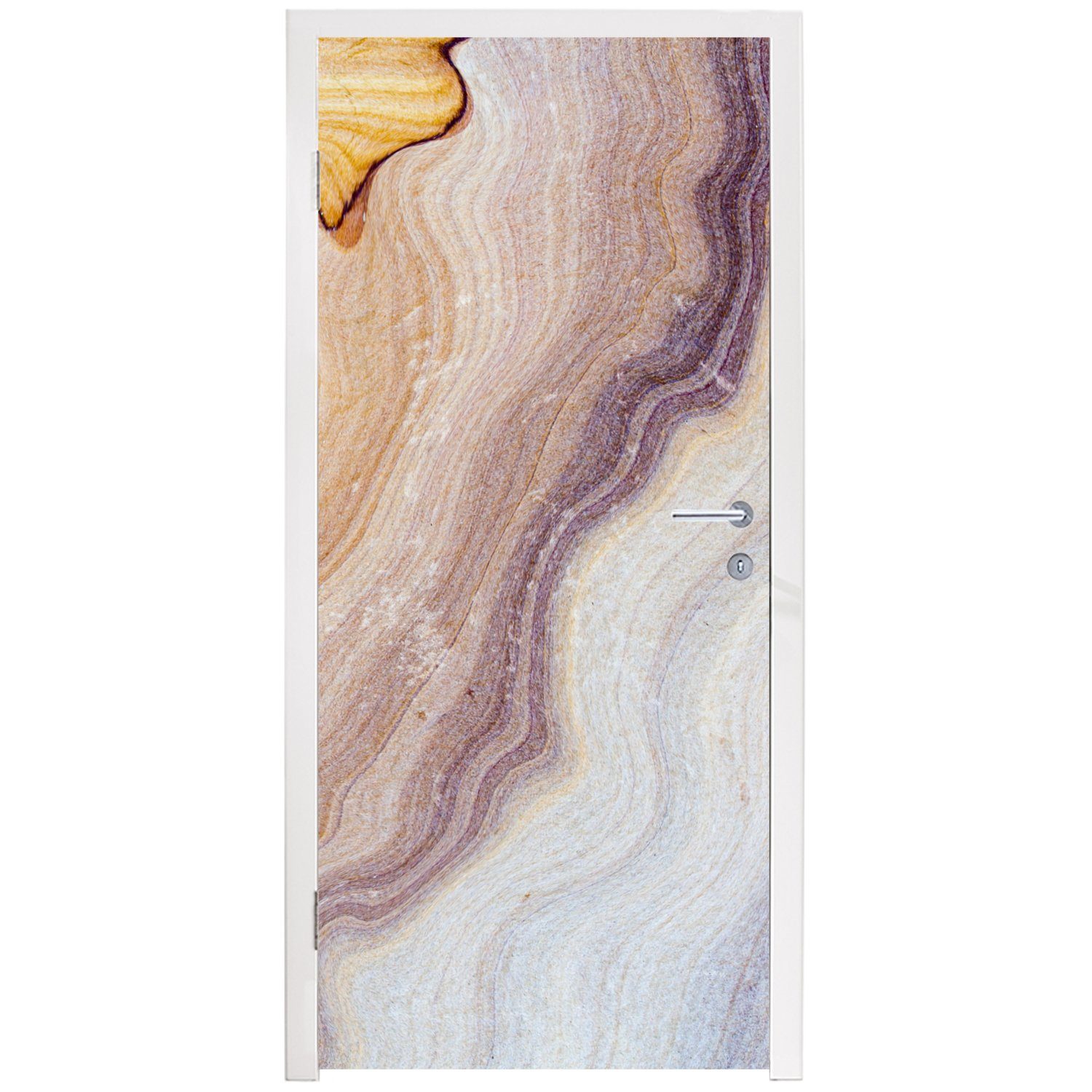 MuchoWow - Fototapete St), Marmoroptik, - für Tür, - cm bedruckt, Sandstein Türaufkleber, Marmor Türtapete Gold Textur (1 Matt, - 75x205