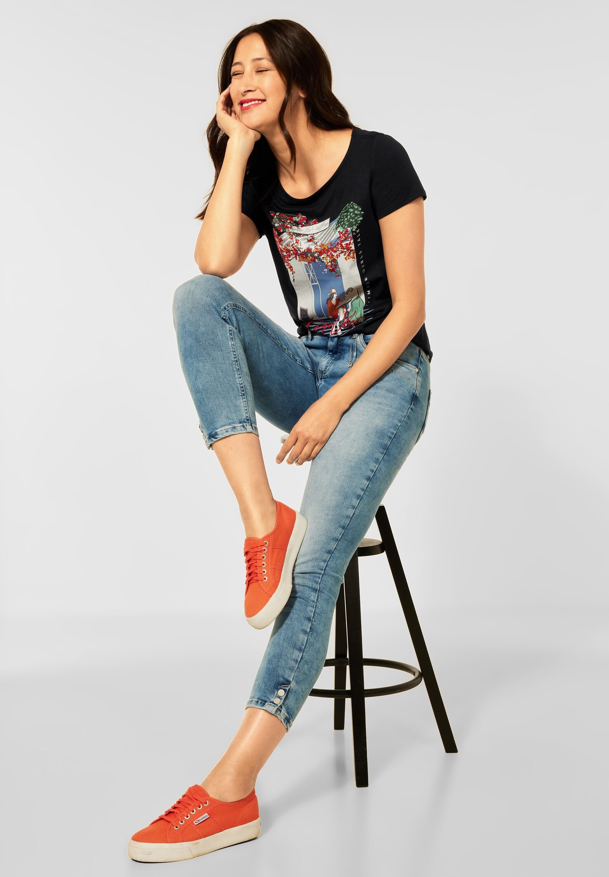 STREET ONE T-Shirt mit U-Boot-Ausschnitt Black