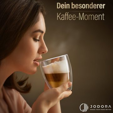 JODORA Latte-Macchiato-Glas Latte Macchiato Gläser doppelwandig {4 x 350ml}