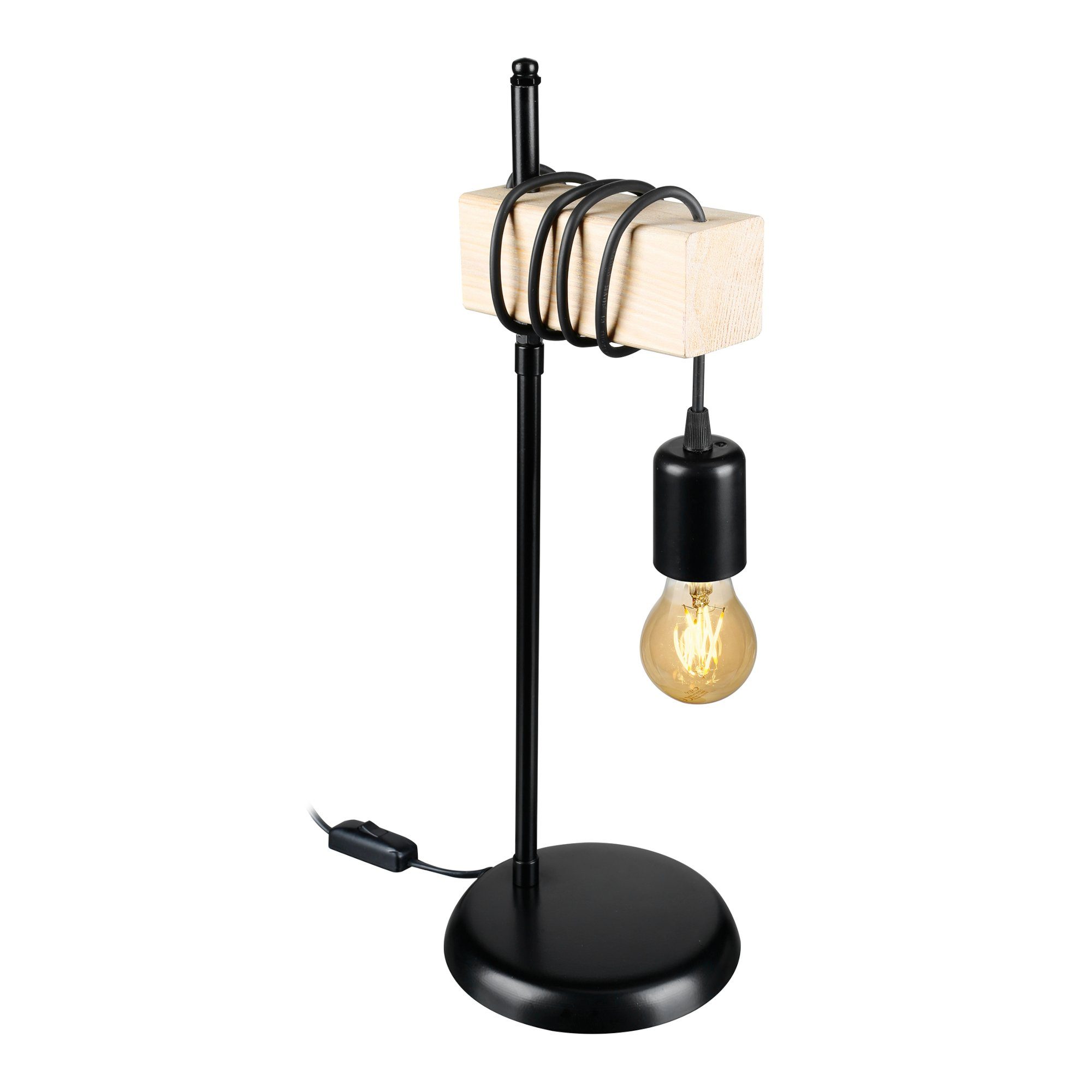 Tischlampe ohne »Chatham« Tischleuchte, Schwarz lux.pro Metall Schreibtischlampe Leuchtmittel, Massivholz