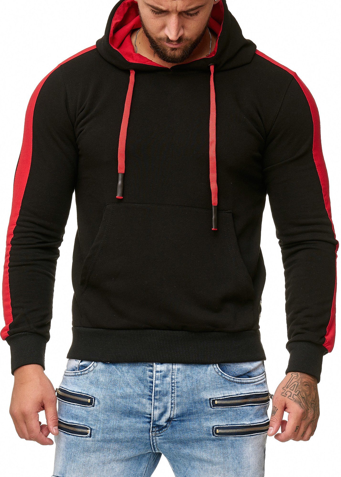 Hoodie 1-tlg) Casual Fitness Sweater, Sweatshirt (Hoodie Code47 Herren Kapuzenpullover Code47 1212 Modell Hoodie Kapuzenpullover Pullover Freizeit Schwarz